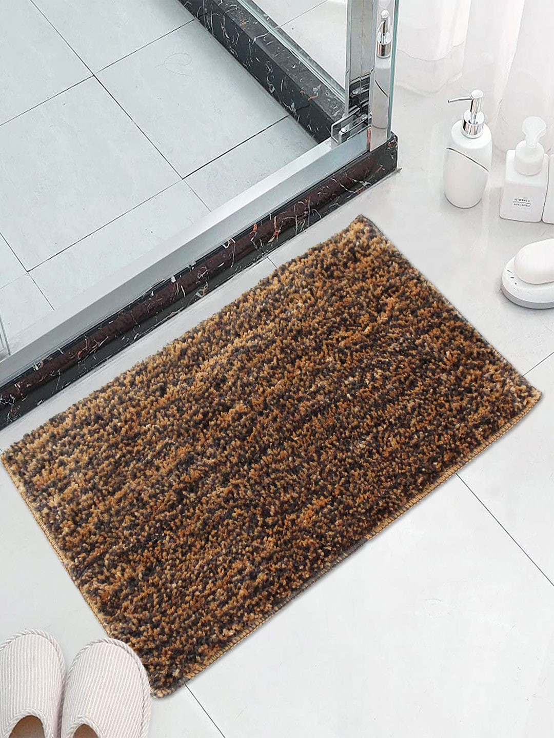 

LUXEHOME INTERNATIONAL Self-Design 1600GSM Bath Rugs, Coffee brown