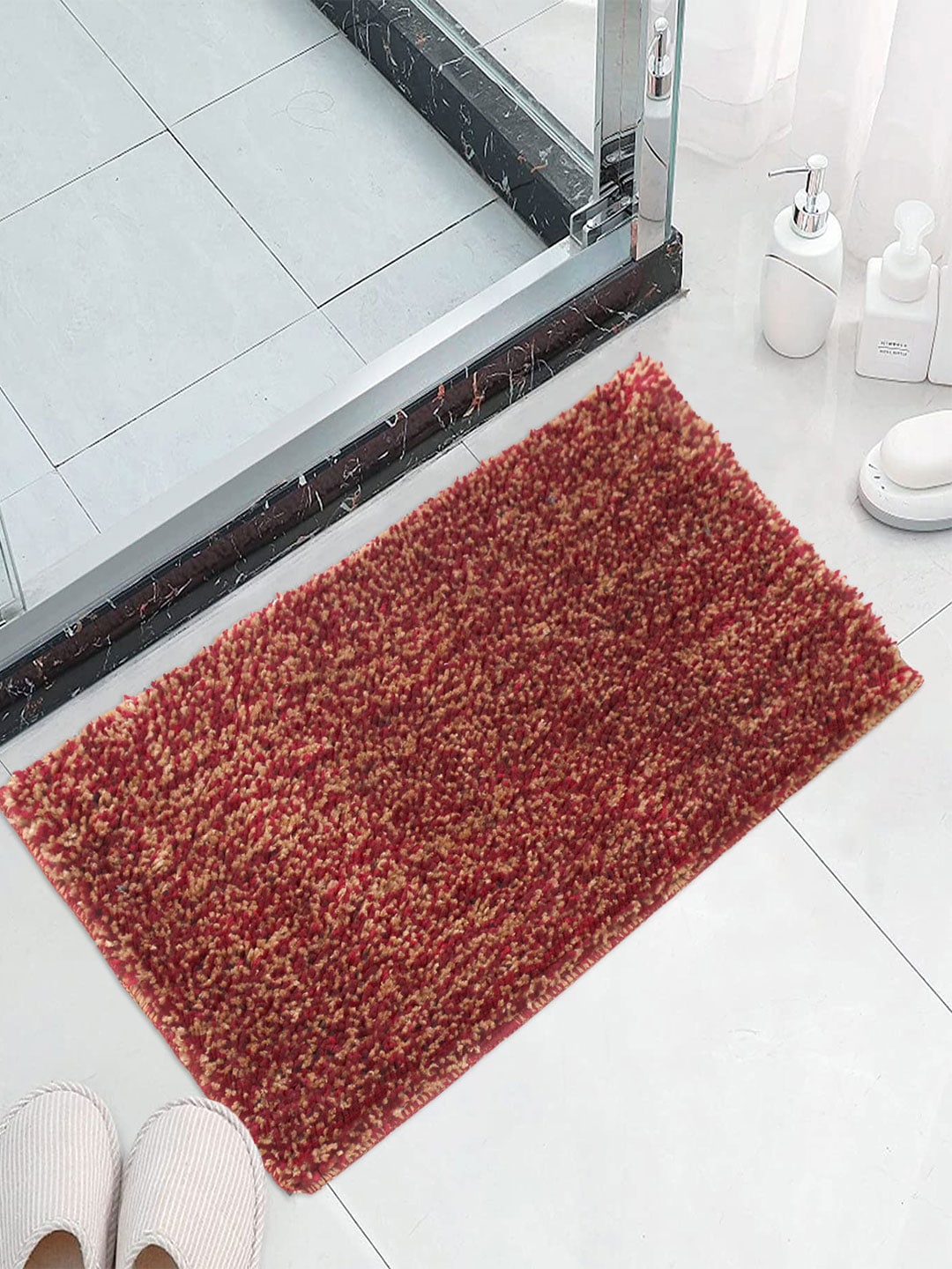 

LUXEHOME INTERNATIONAL Self-Designed 1600 GSM Bath Rugs, Red