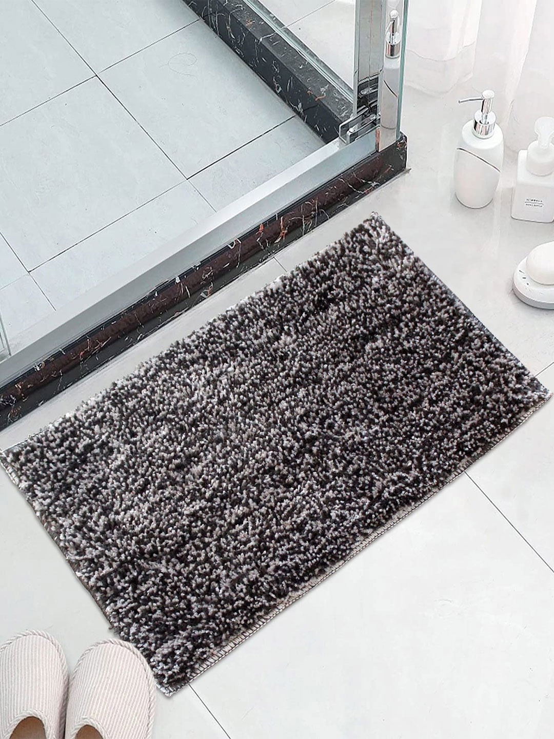 

LUXEHOME INTERNATIONAL Self-Design 1600GSM Bath Rugs, Steel