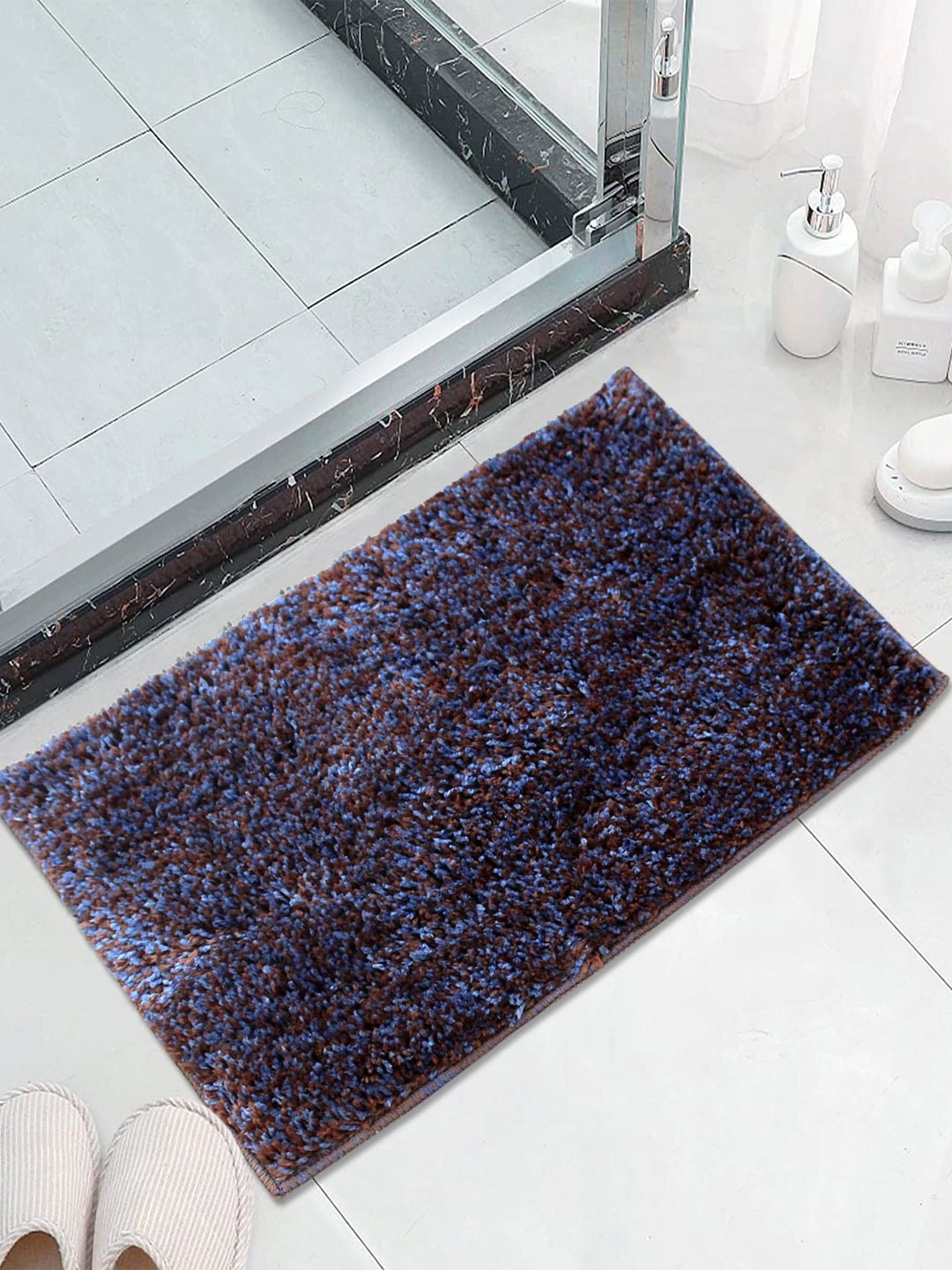 

LUXEHOME INTERNATIONAL Solid 1600 GSM Microfibre Bath Rug, Navy blue