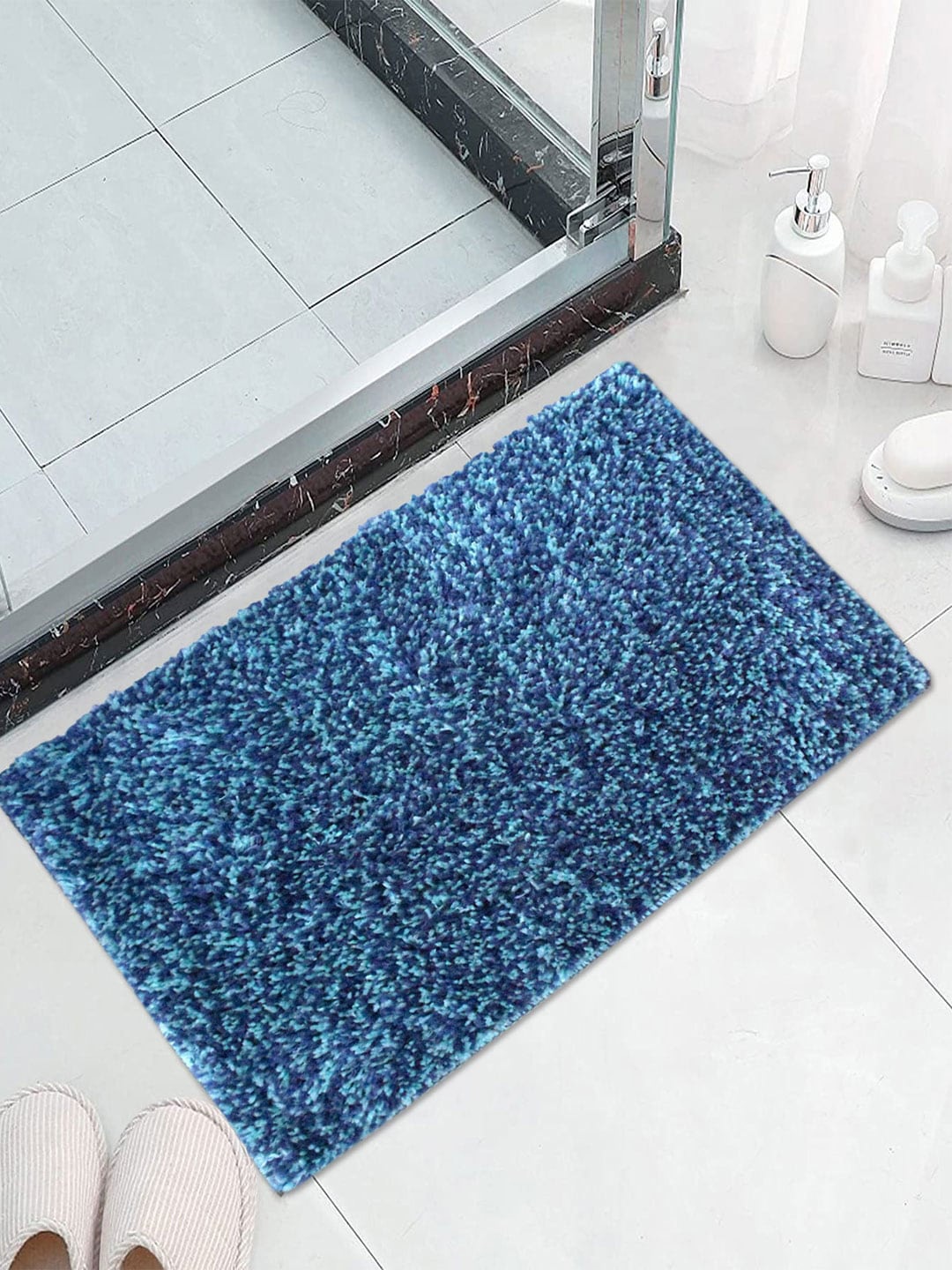 

LUXEHOME INTERNATIONAL -Textured 1600 GSM Bath Rug, Turquoise blue