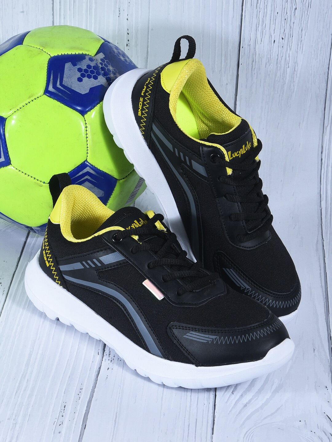 

Liberty Kids Colourblocked Mesh Round Toe Sneakers, Black
