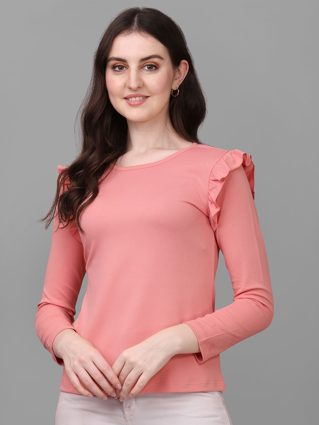 

VeBNoR Woman Solid Full Sleeve Top, Pink