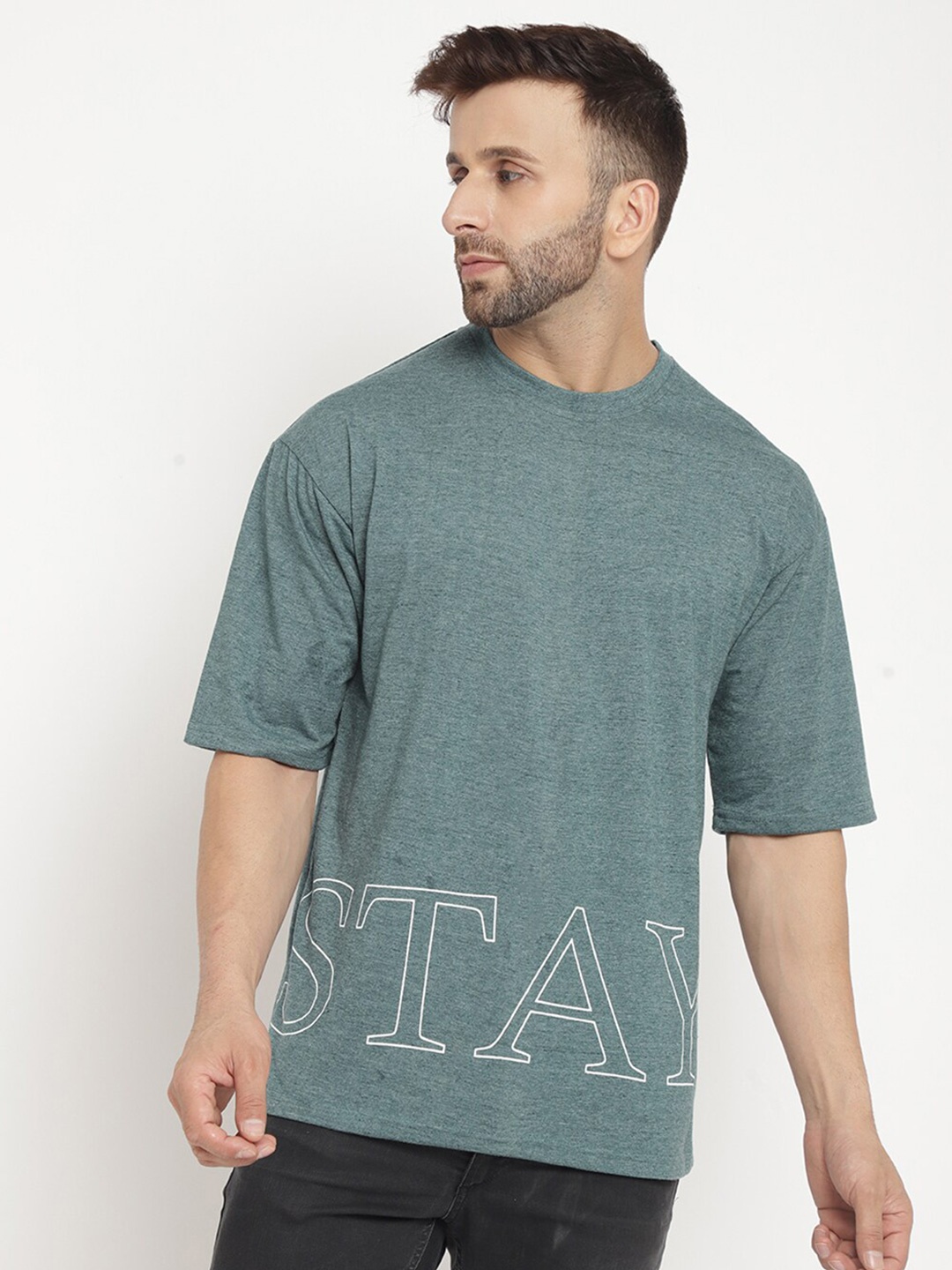 

GRITSTONES Men Oversized T-shirt, Green