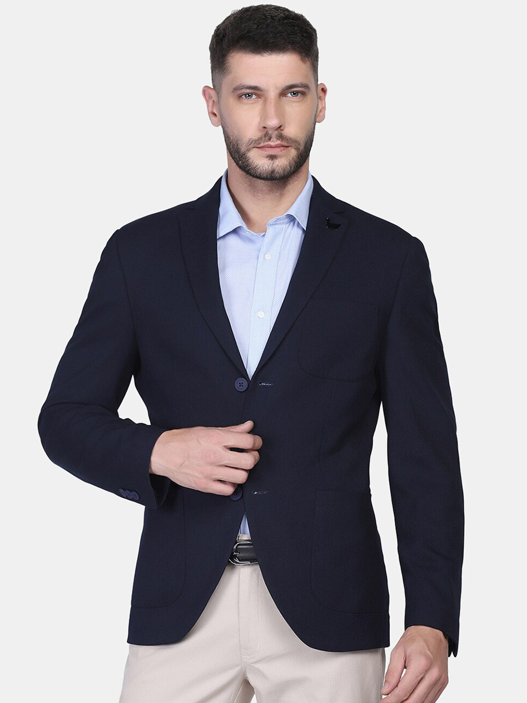 

Blackberrys Men Solid Slim-Fit Single Breasted Blazer, Navy blue
