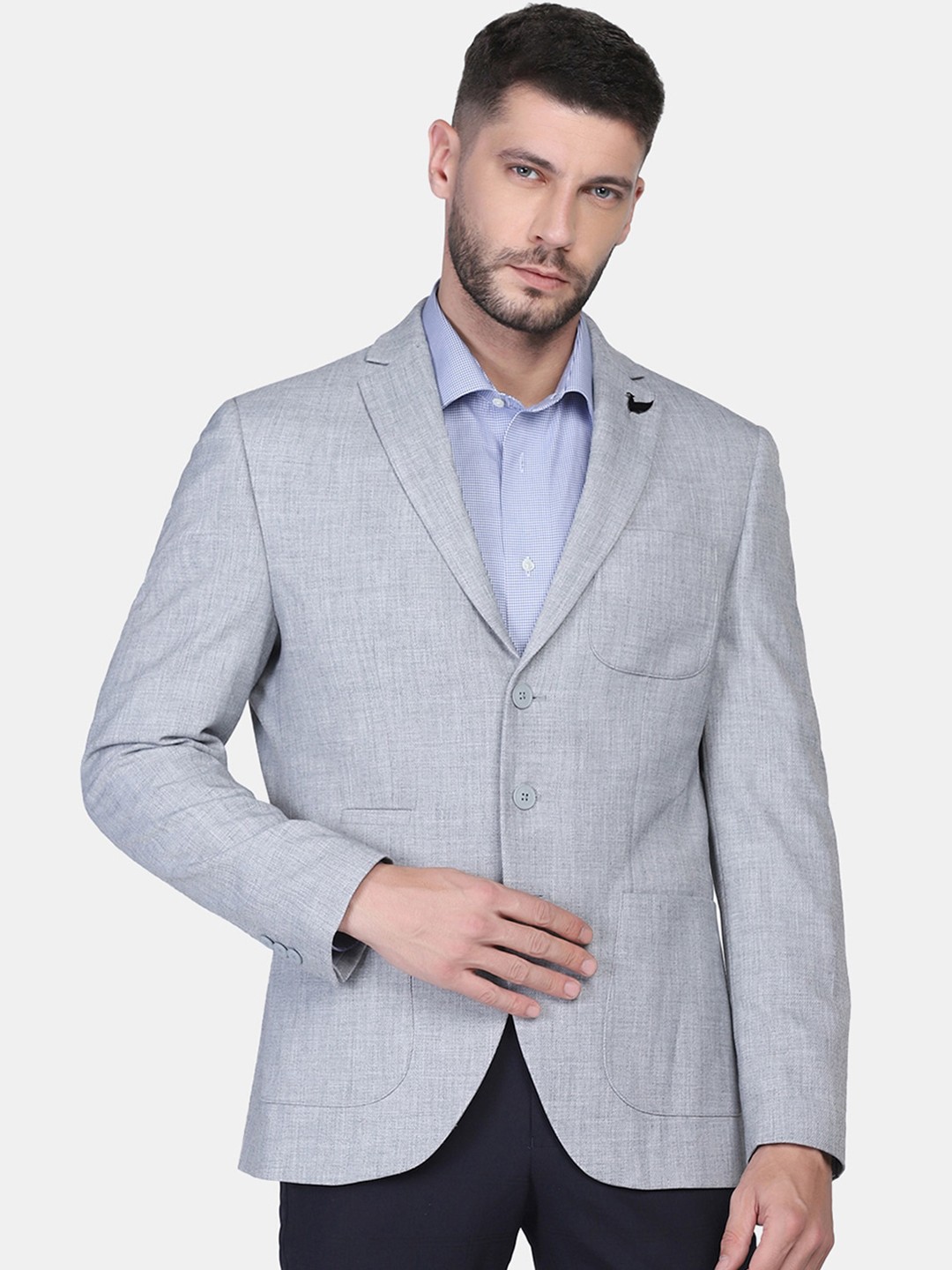 

Blackberrys Men Solid Slim-Fit Single Breasted Blazers, Grey