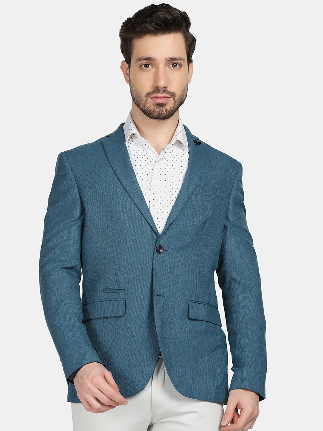 

Blackberrys Men Solid Single-Breasted Slim-Fit Blazers, Blue