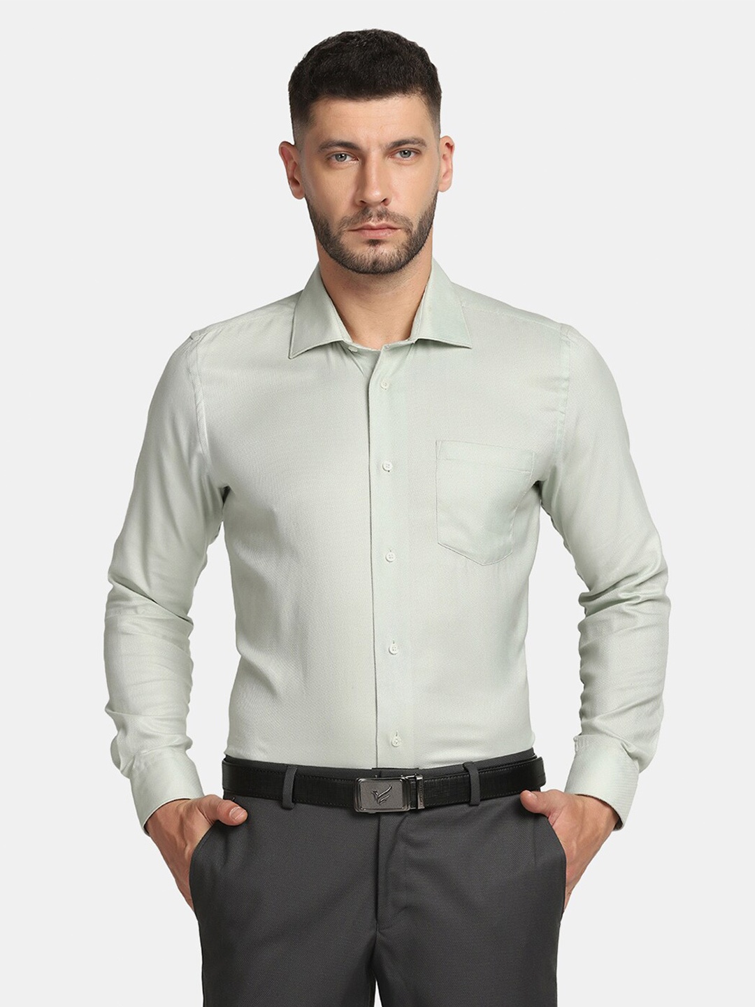

Blackberrys Men Solid Slim Fit Formal Shirt, Green