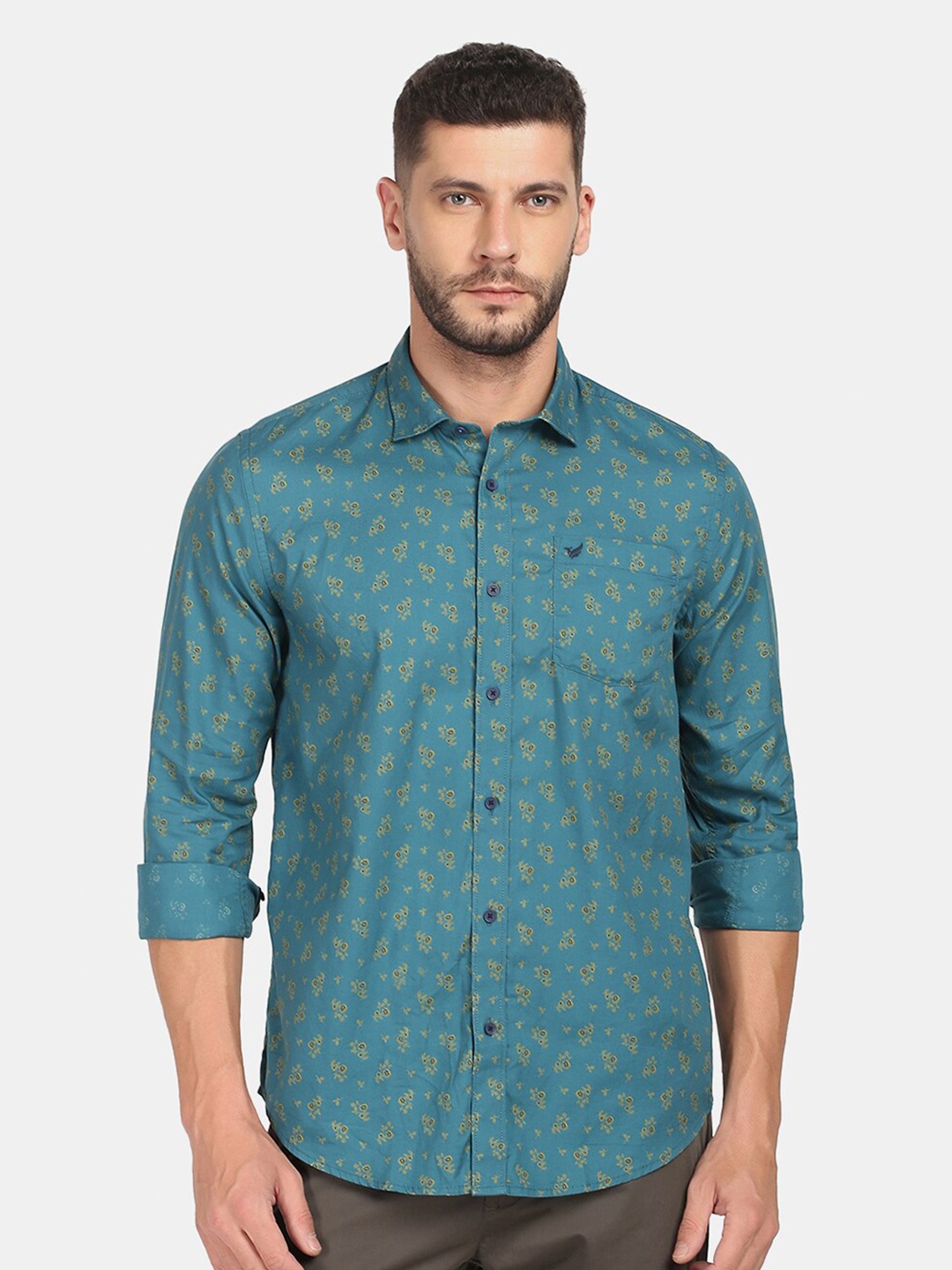 

Blackberrys Men Slim Fit Printed Casual Shirt, Green