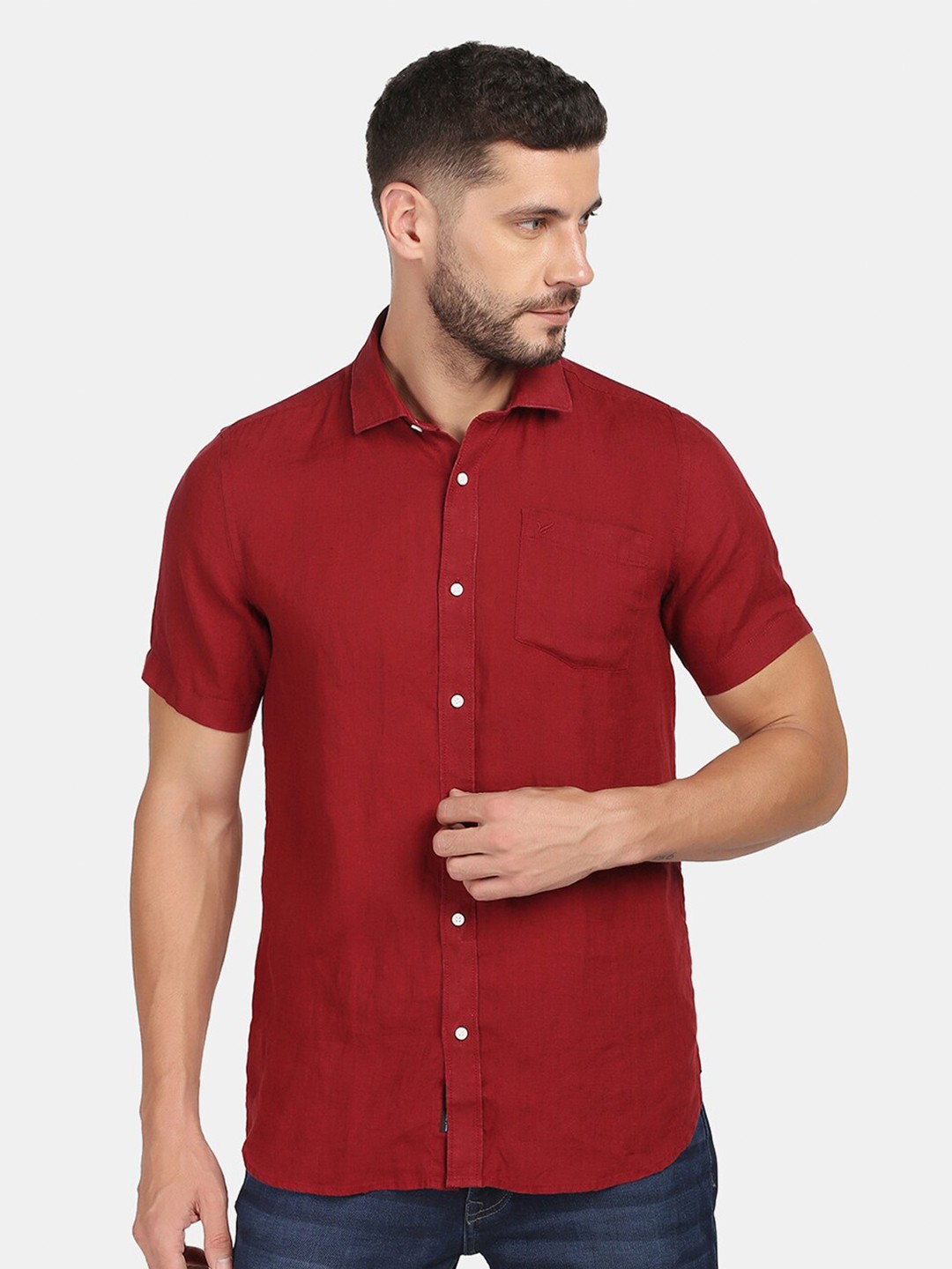 

Blackberrys Men Solid Slim Fit Casual Shirt, Red