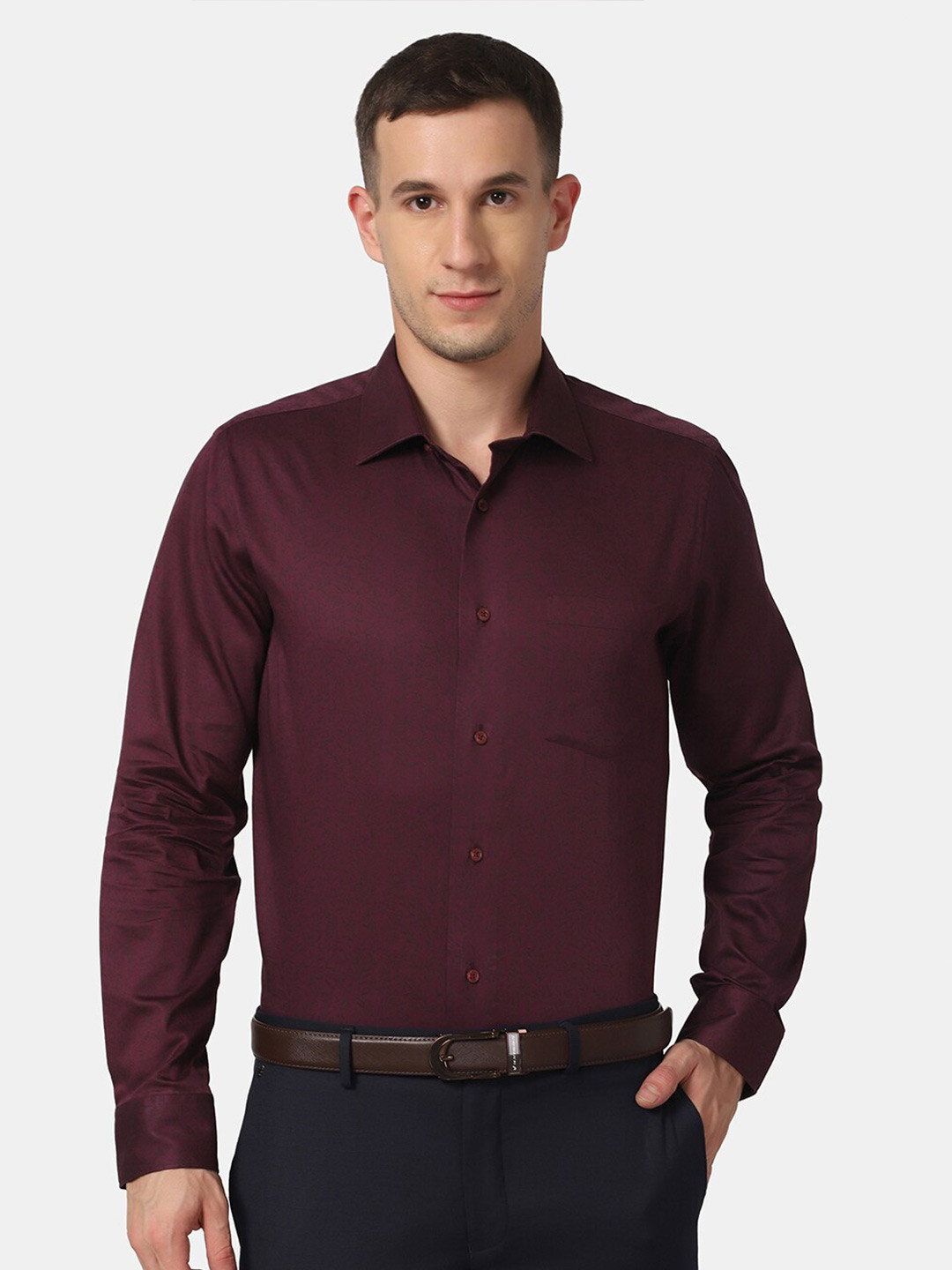 

Blackberrys Men Slim Fit Formal Shirt, Maroon