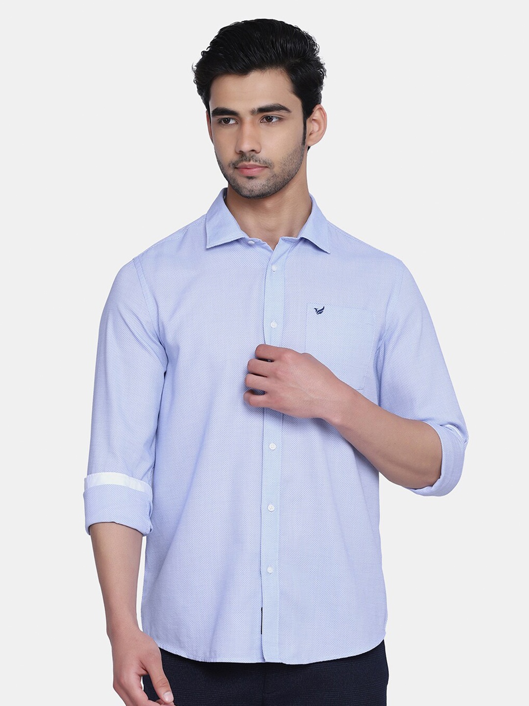 

Blackberrys Men Slim Fit Solid Cotton Casual Shirt, Blue
