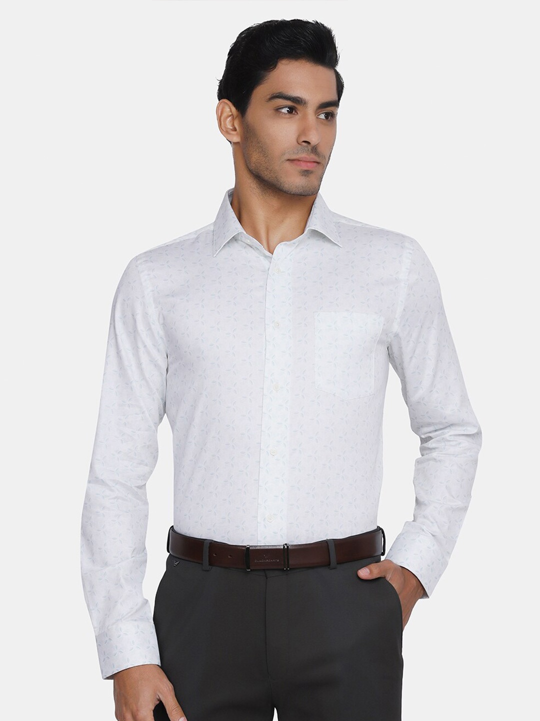 

Blackberrys Men Slim Fit Printed Formal Cotton Shirt, White