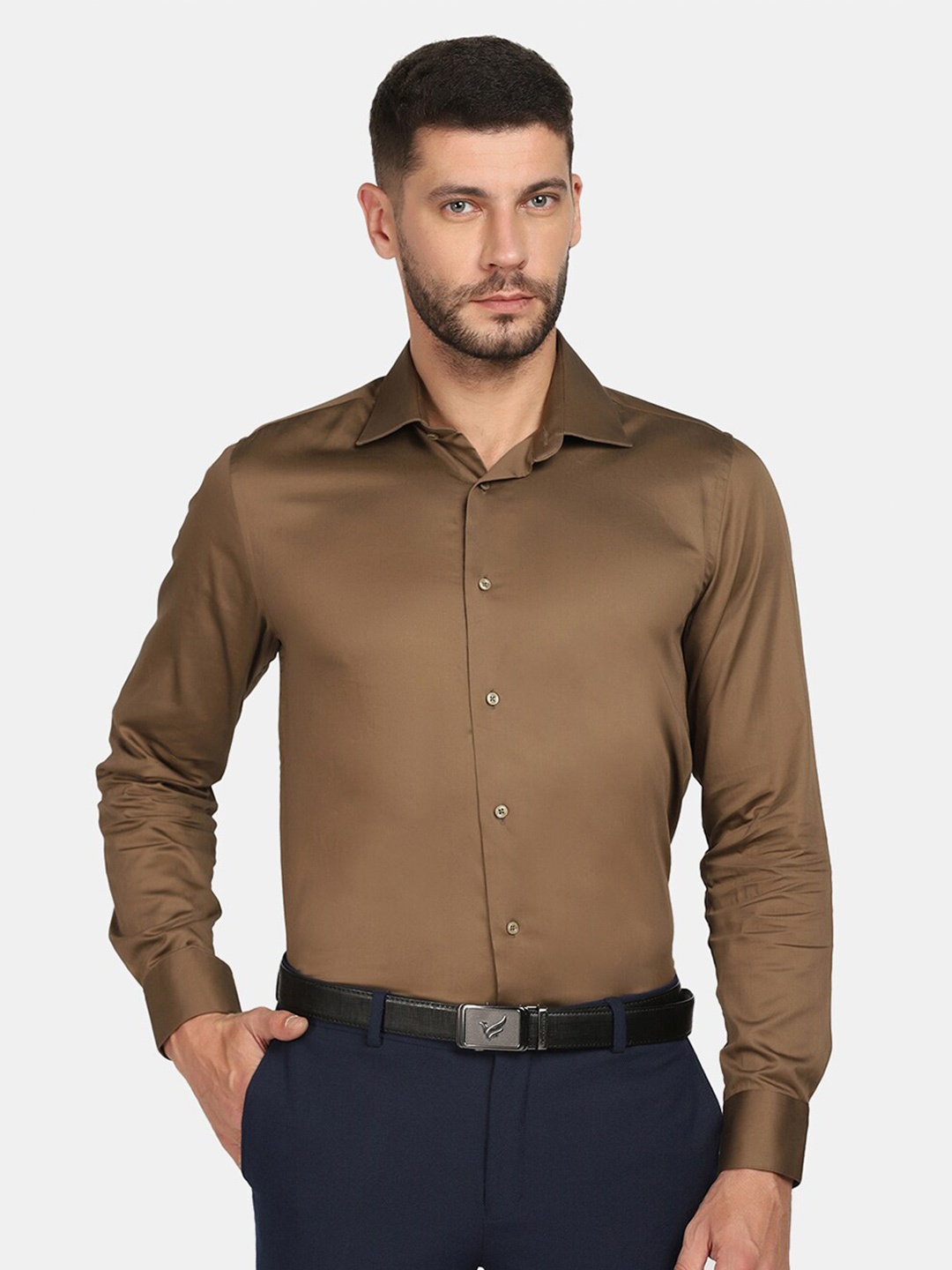 

Blackberrys Men Slim Fit Formal Shirt, Brown