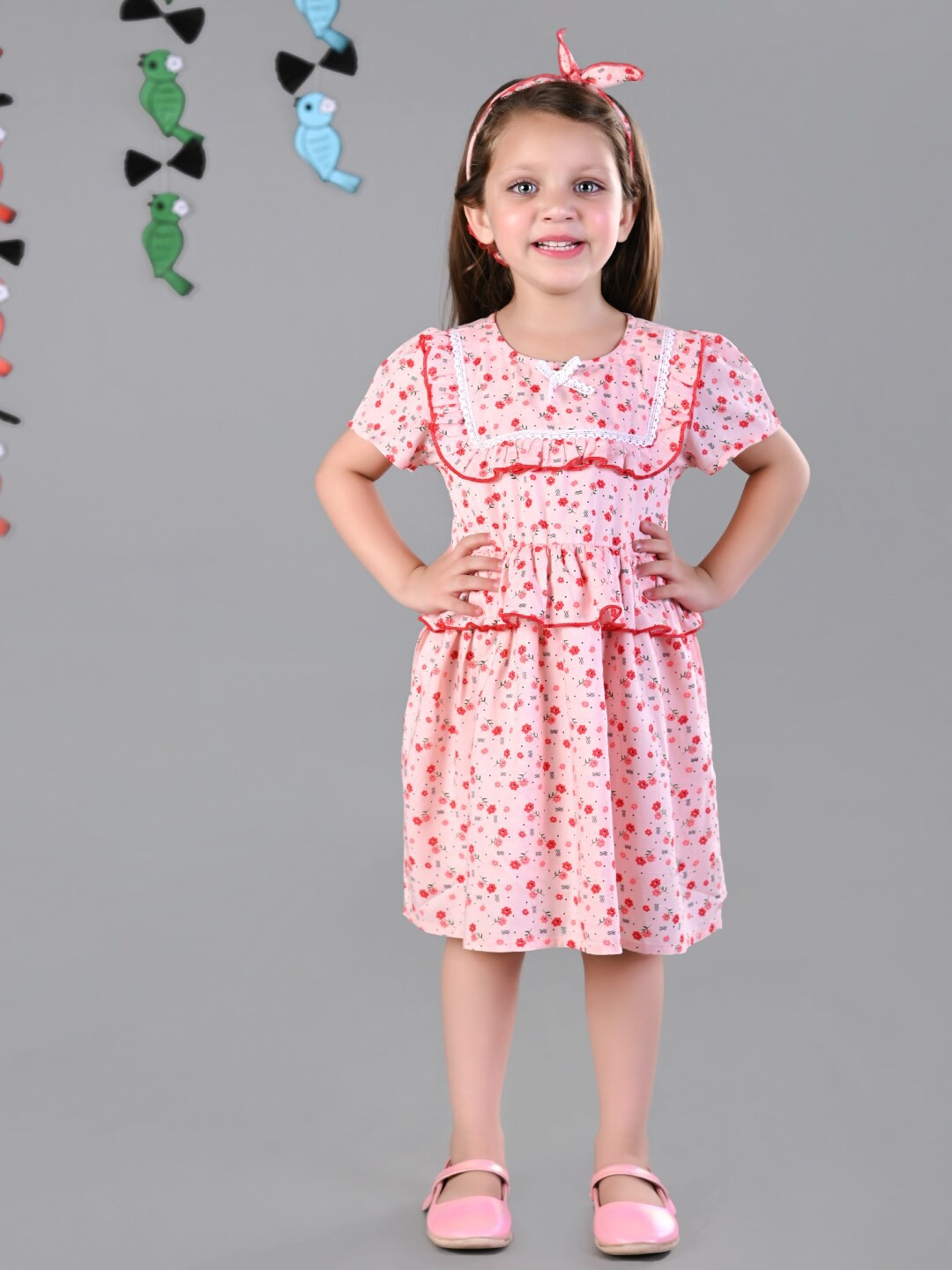 

Beyabella Girls Floral Printed Dress, Pink