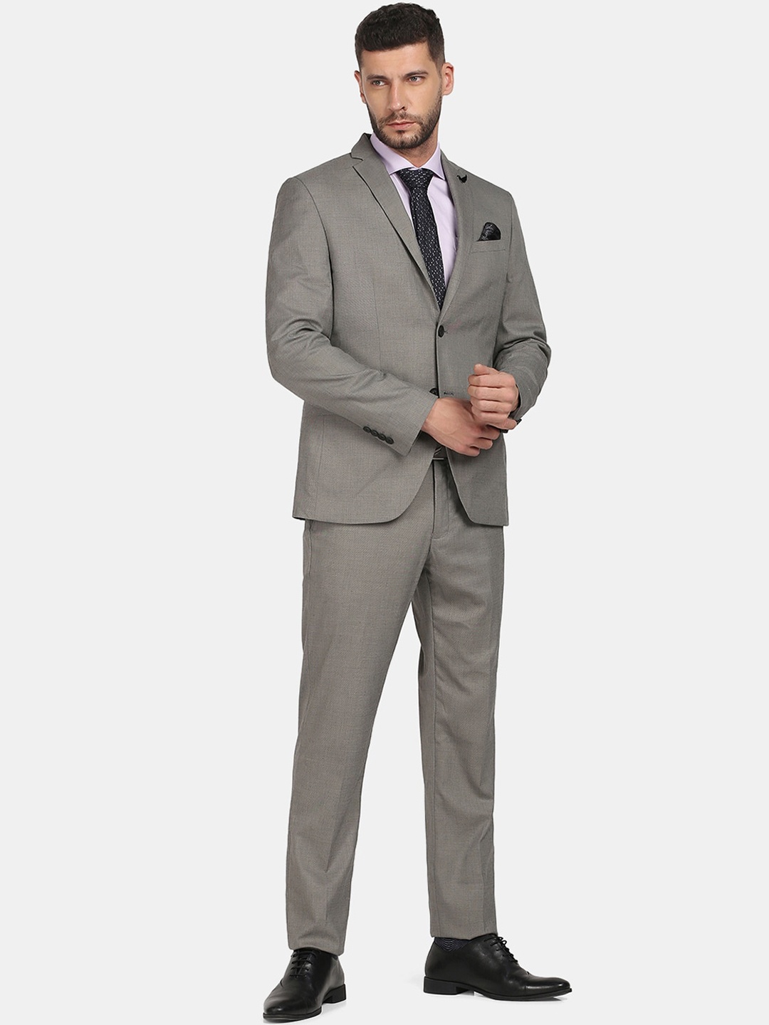

Blackberrys Men Solid Slim-Fit Single-Breasted 2-Piece Suits, Grey