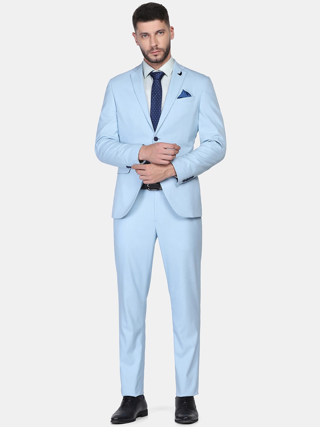 

Blackberrys Men Solid Single Breasted Slim-Fit 2-Piece Suits, Blue