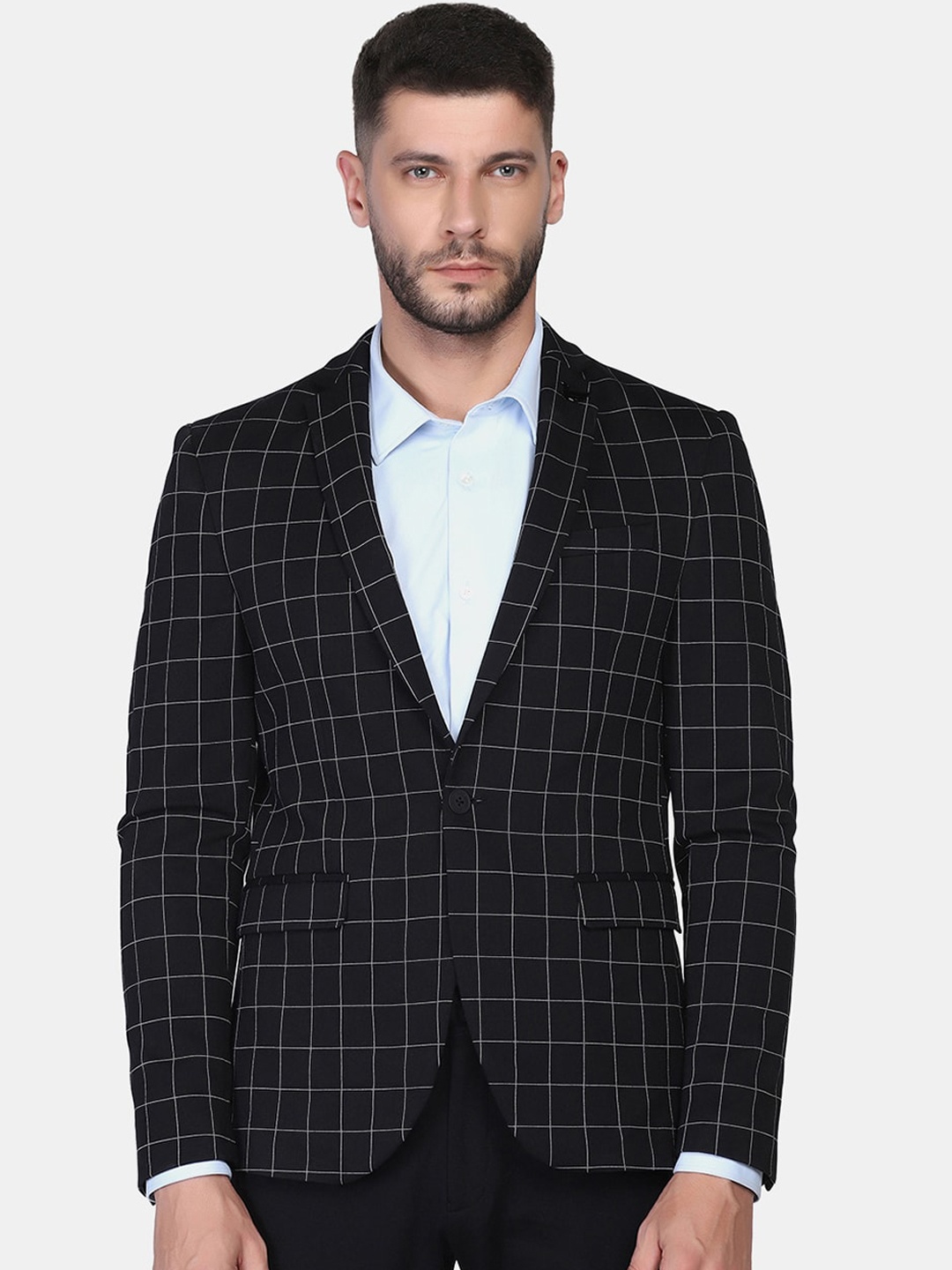 

Blackberrys Men Two Piece Black Check TechPro Formal Suits