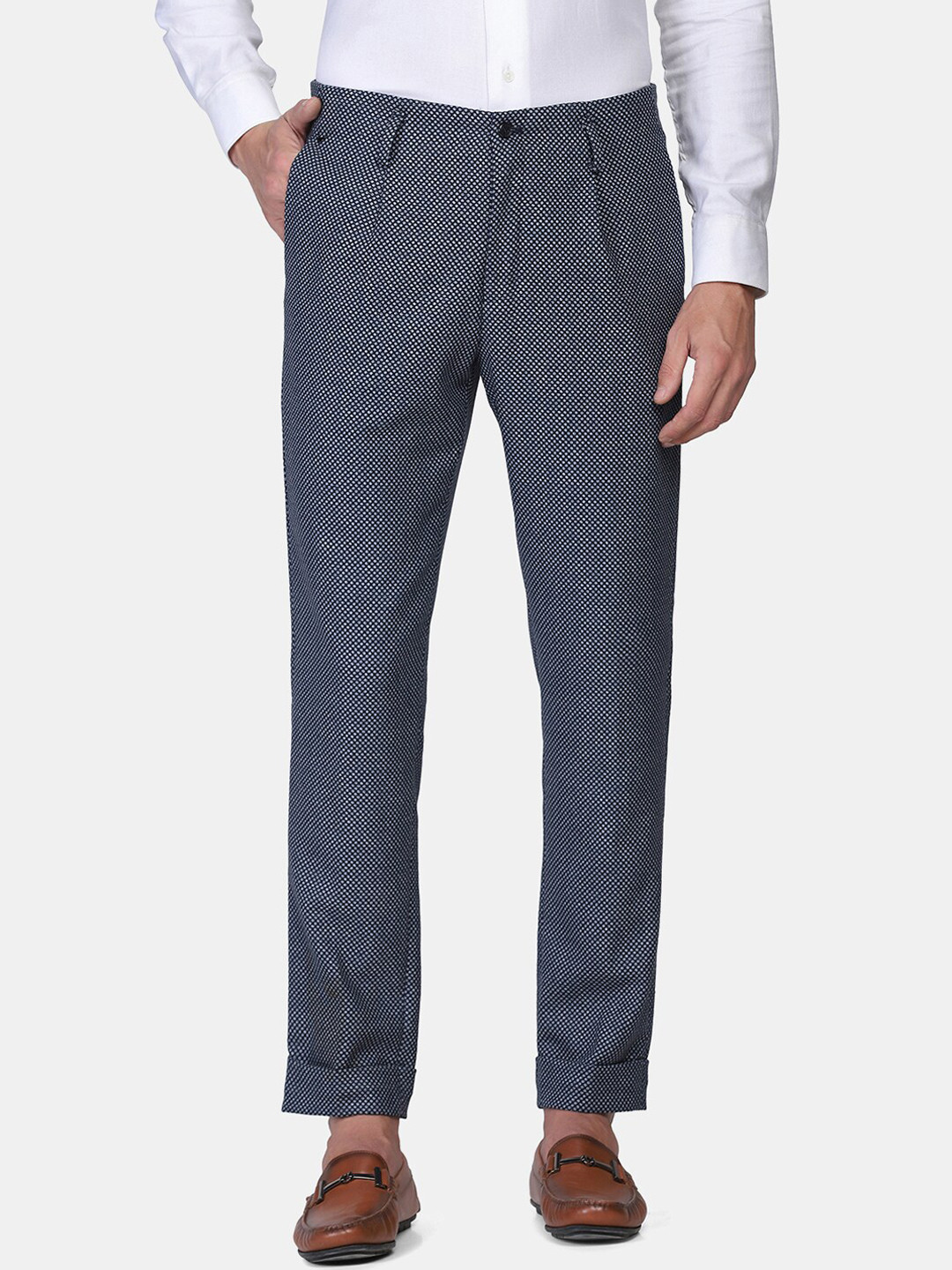 

Blackberrys Men Mid Rise Regular Fit Formal Trouser, Navy blue