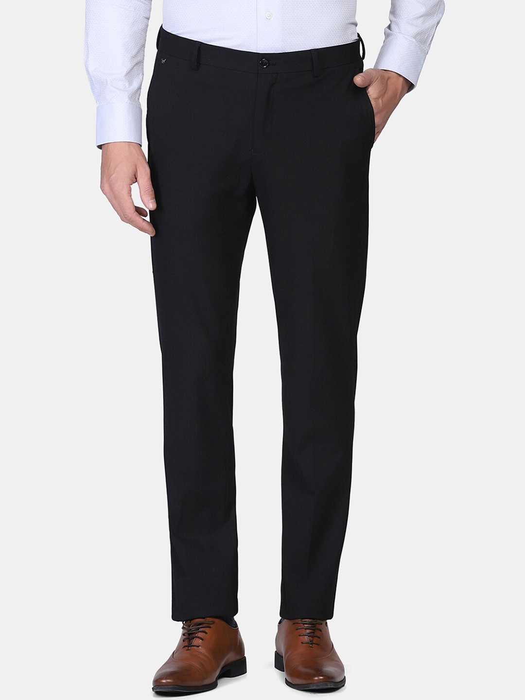 

Blackberrys Men Mid Rise Slim Fit Formal Trouser, Black
