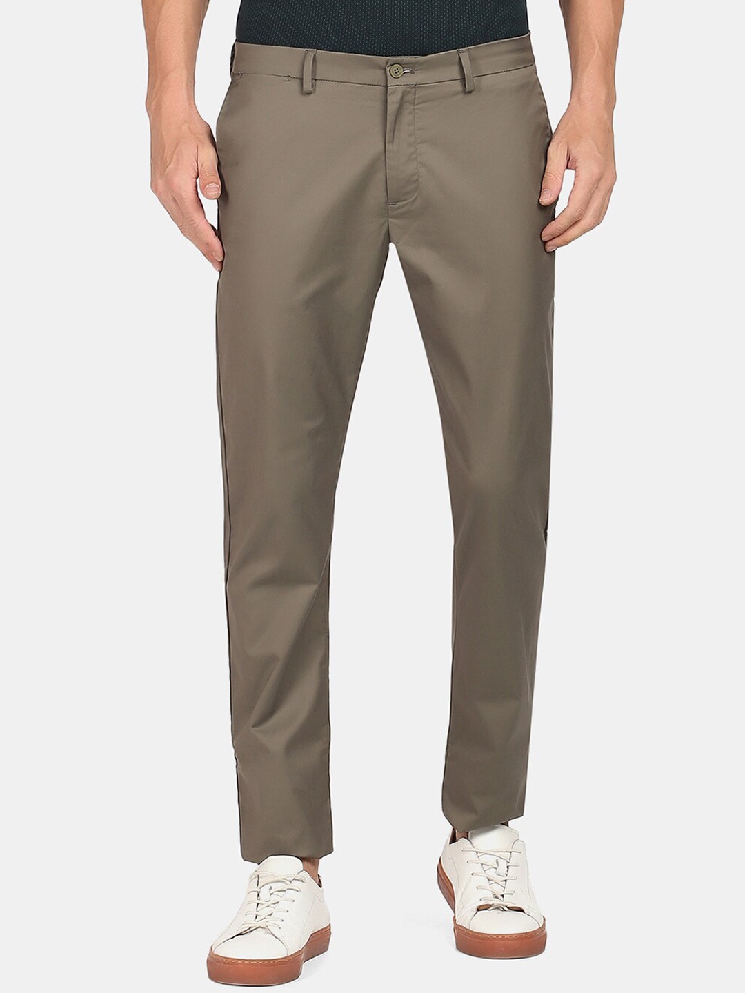 

Blackberrys TechPro Men Mid Rise Slim Fit Cotton Trousers, Green