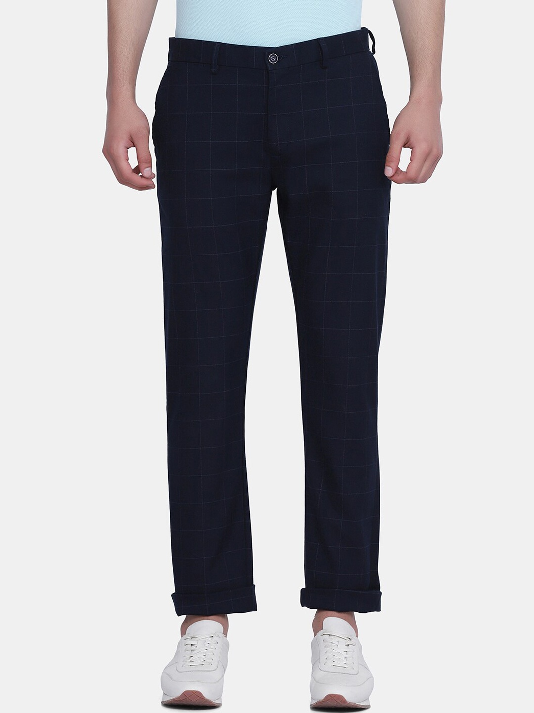 

Blackberrys Men Mid Rise Slim Fit Cotton Trousers, Navy blue