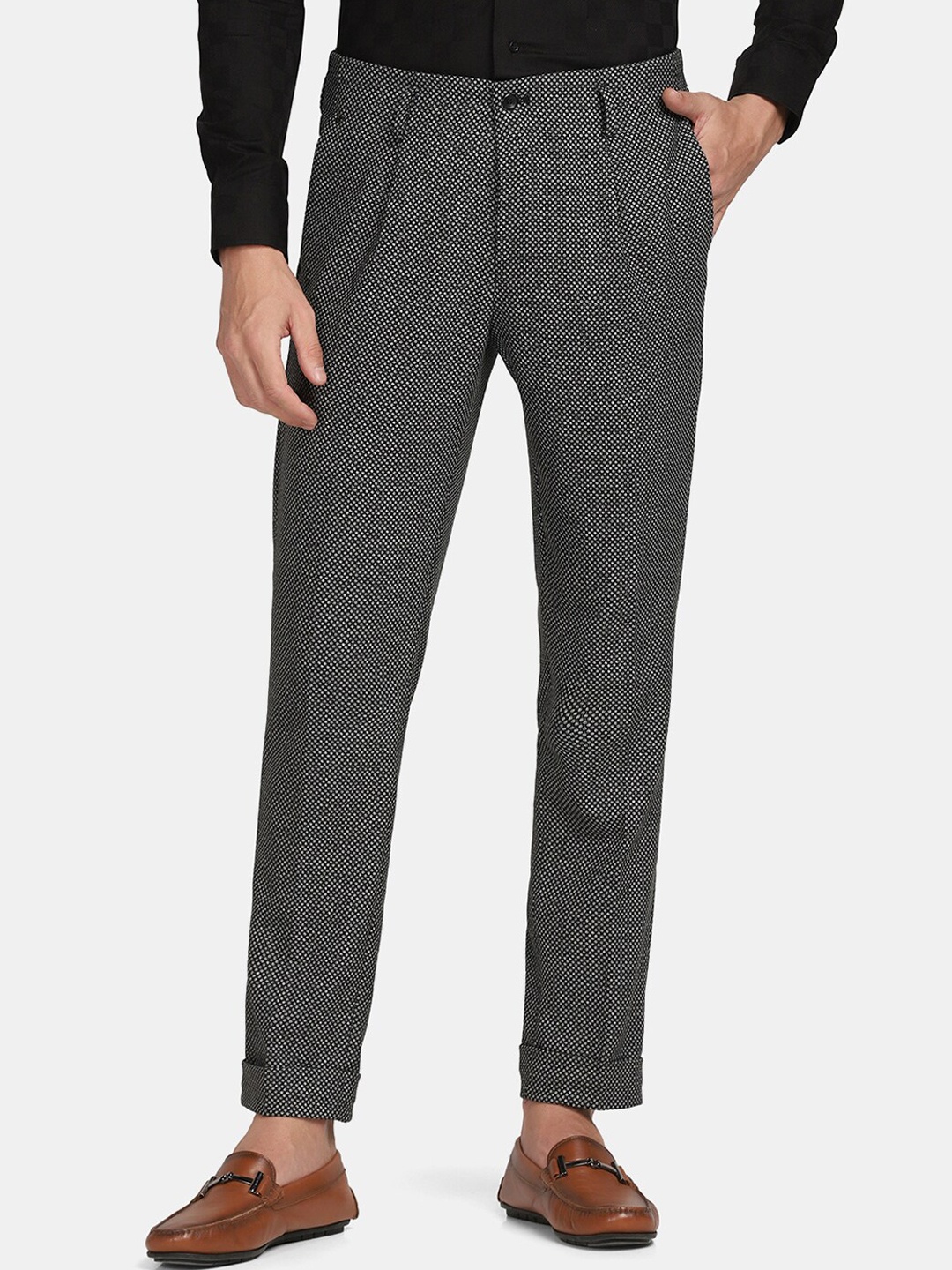 

Blackberrys Men Mid Rise Regular Fit Formal Trousers, Black