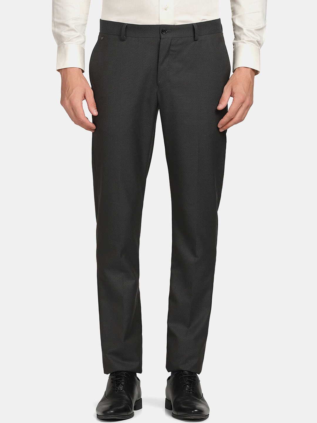 

Blackberrys Men Mid Rise Slim Fit Formal Trouser, Black