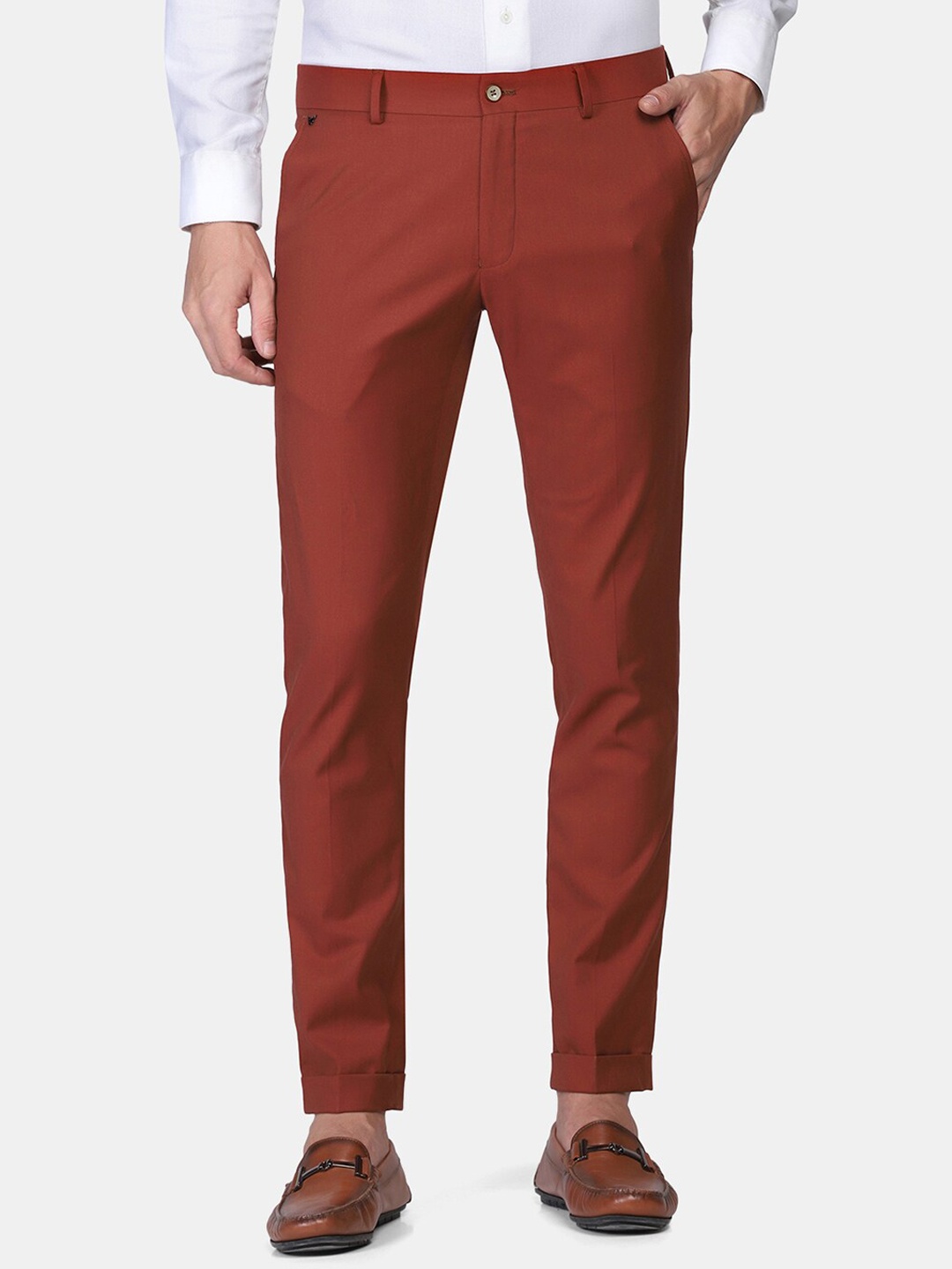 

Blackberrys Men Mid Rise Skinny Fit Chinos Trouser, Rust