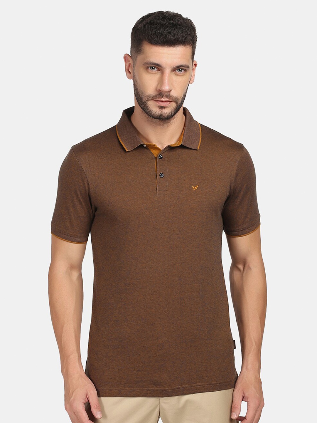 

Blackberrys Men Polo Collar Slim Fit T-shirt, Brown