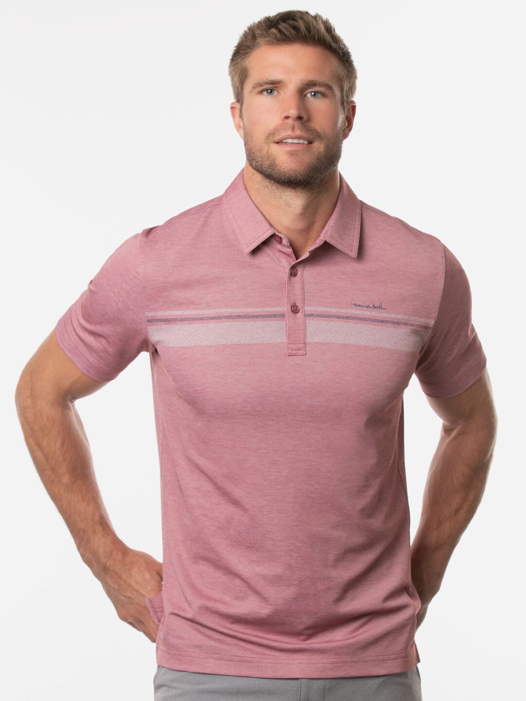 

TRAVIS MATHEW Men Printed Polo Collar T-shirt, Pink
