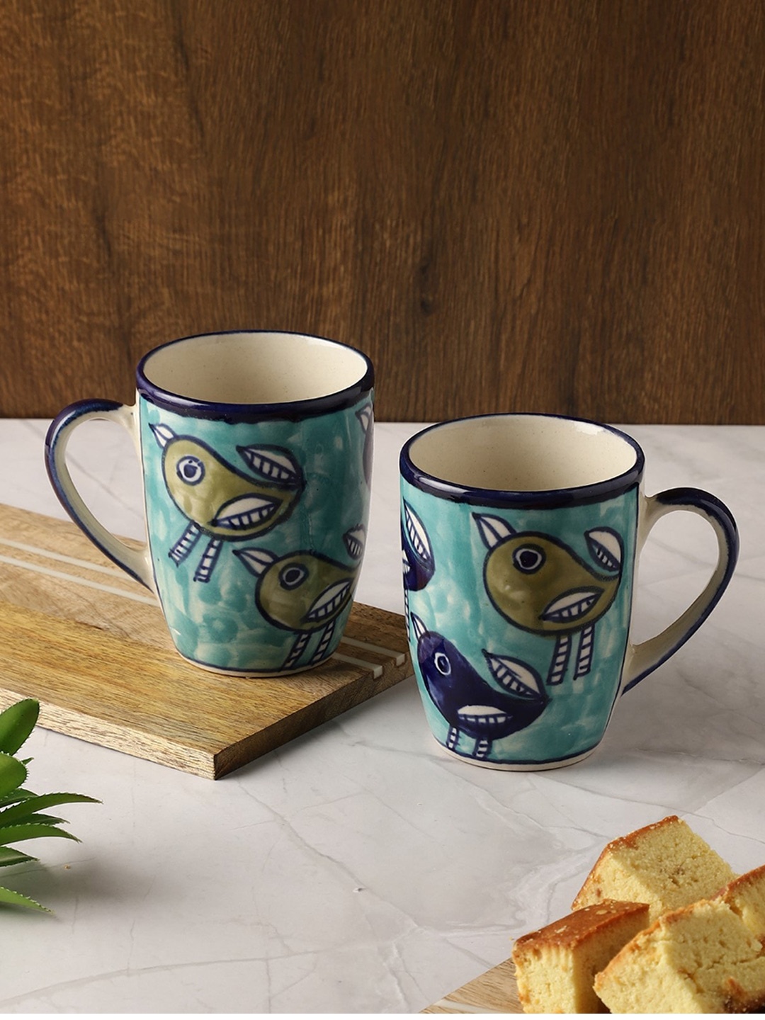 

The Decor Mart Blue Set of 2 Printed Ceramic Glossy Mugs 270 ml Each