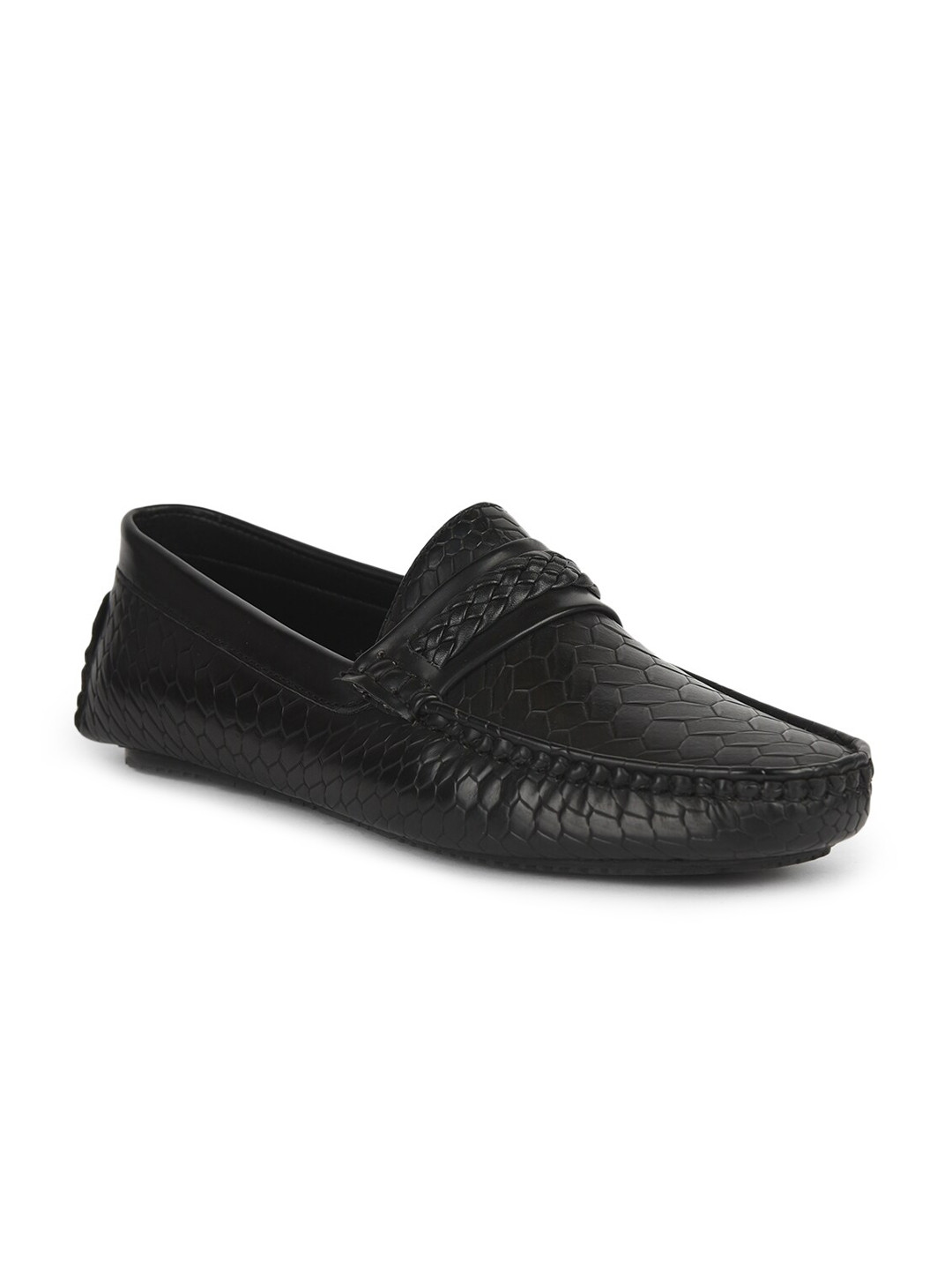 

Liberty Men Synthetic Textured Slip-On Loafers, Black