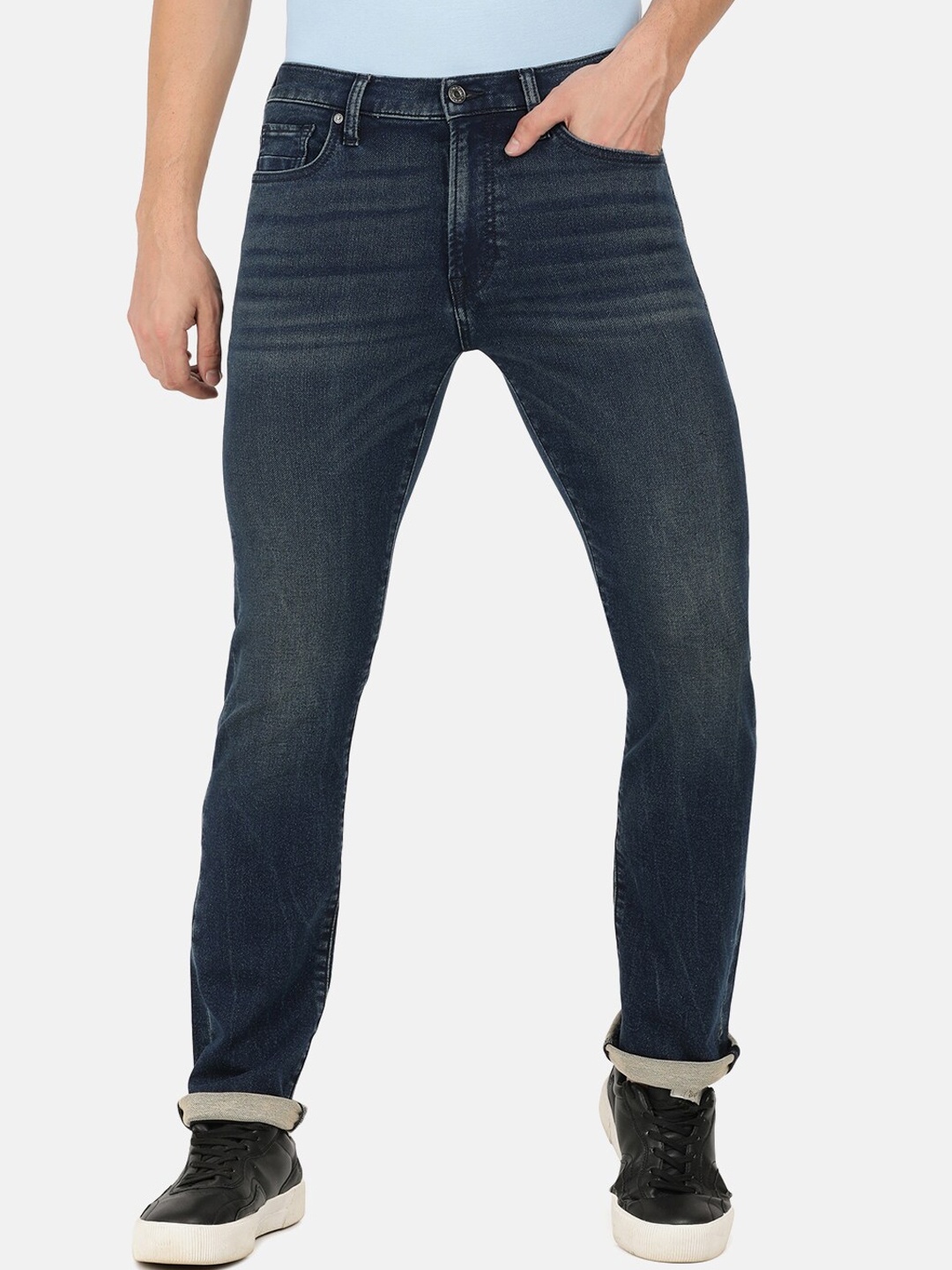 

EVERBLUE Men Solid Light Fade Stretchable Jeans, Blue