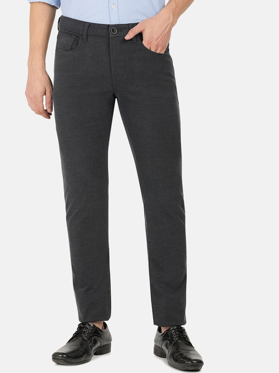 

EVERBLUE Men Solid Stretchable Trousers, Grey