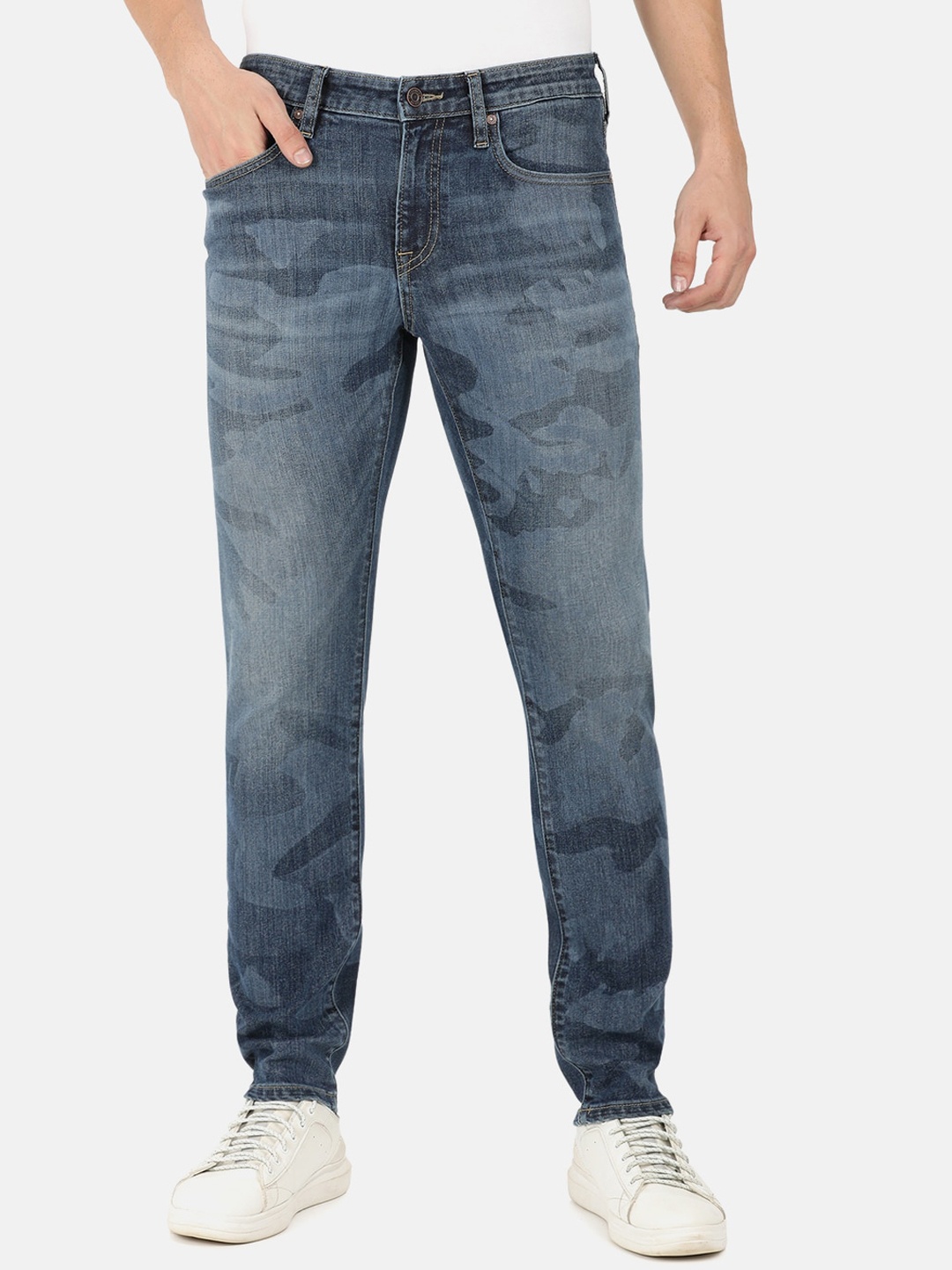 

EVERBLUE Men Solid Comfort Slim Fit Heavy Fade Stretchable Jeans, Blue