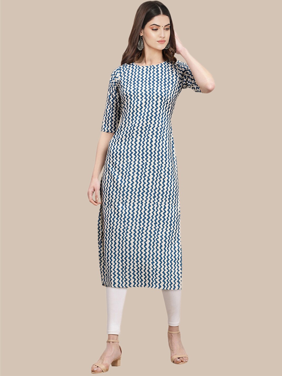 

Ethnic basket Women Pack of 5 Ethnic Motifs Printed Crepe Kurta, Blue