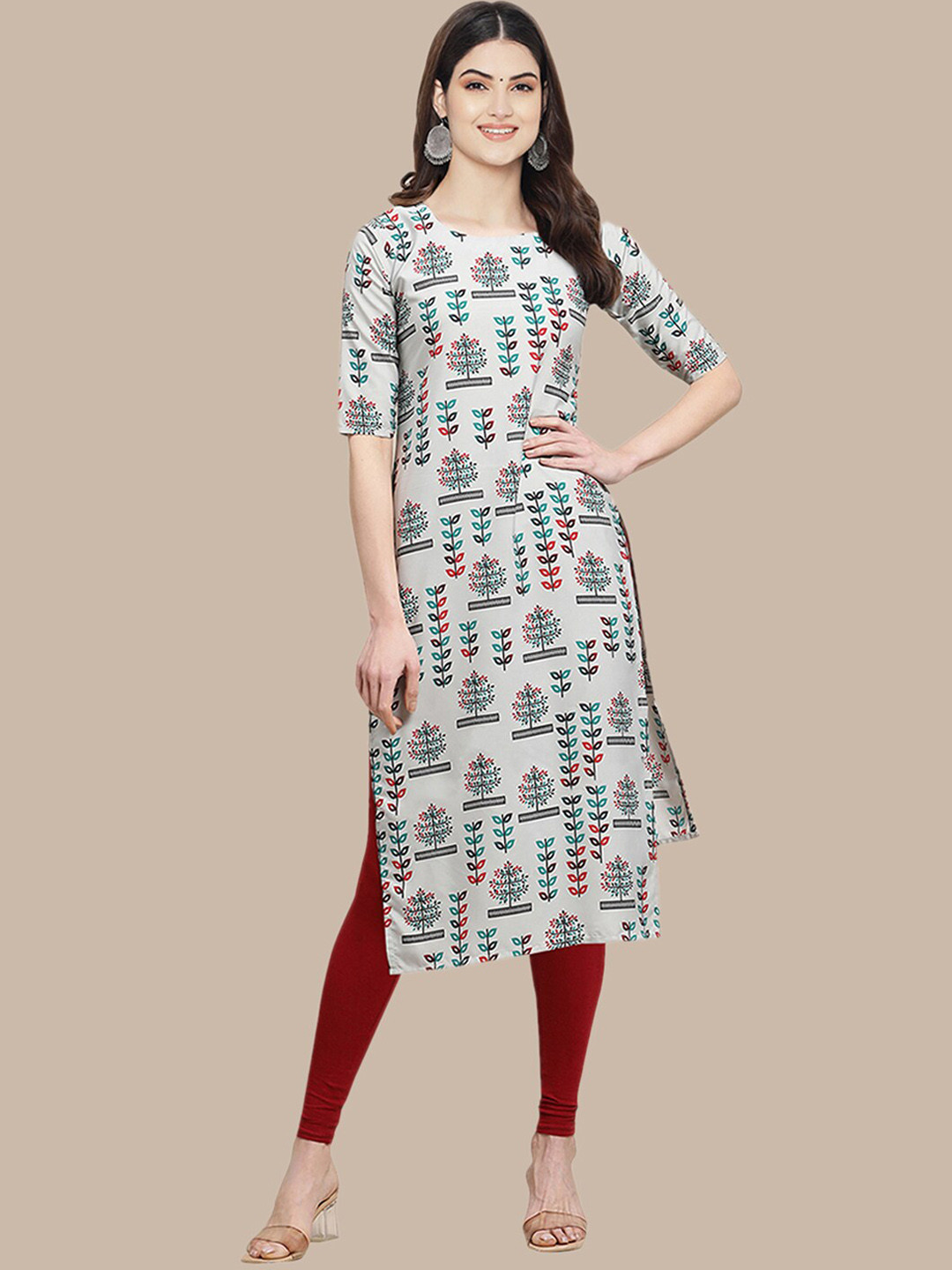 

Ethnic basket Women Pack of 5 Ethnic Motifs Printed Crepe Kurta, Black