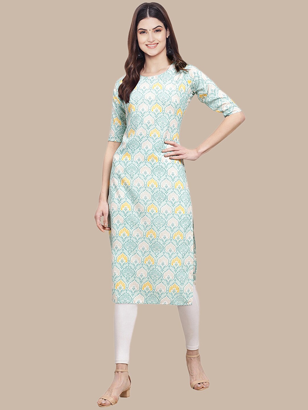 

Ethnic basket Women Pack of 5 Ethnic Motifs Printed Crepe Kurta, Black