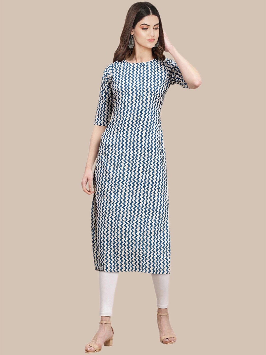 

Ethnic basket Women Red & Green Geometric Printed Crepe Kurta
