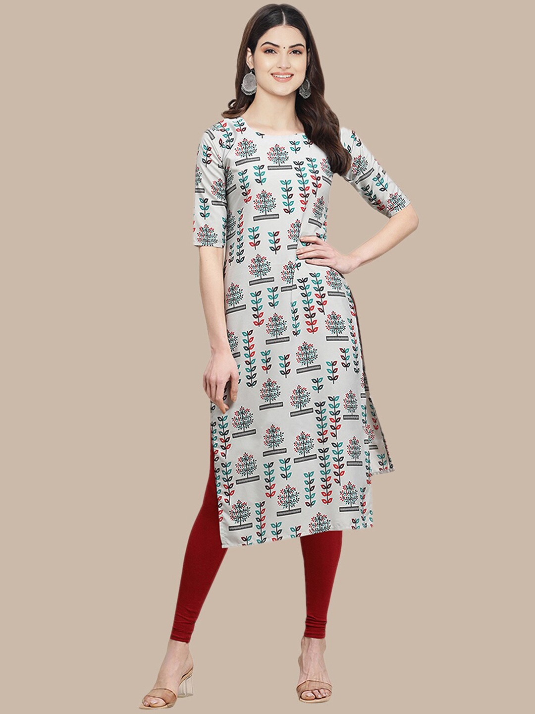 

Ethnic basket Women Red & Green Printed Crepe Kurta