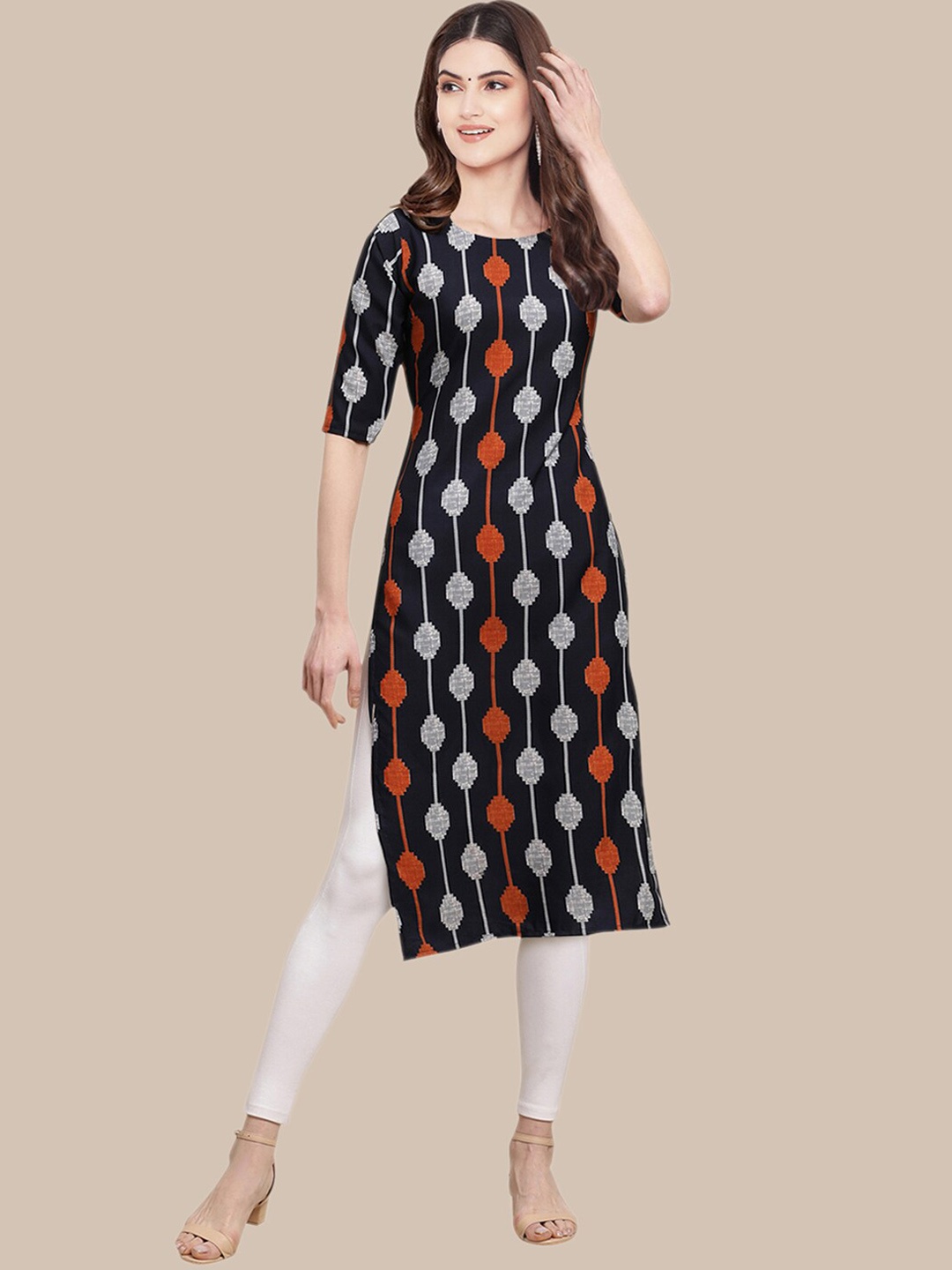 

Ethnic basket Women Red & Yellow Ethnic Motifs Printed Crepe Kurta
