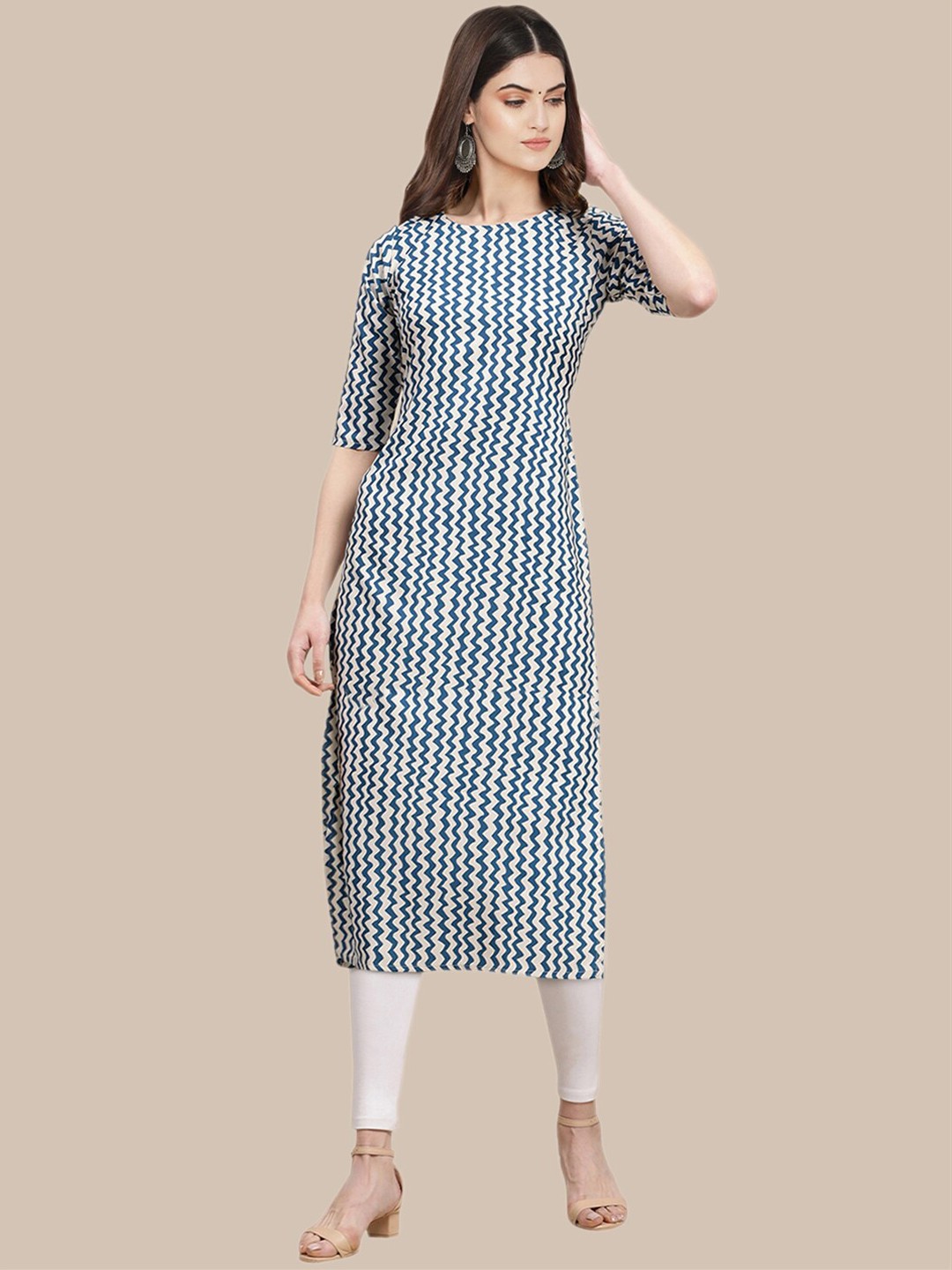 

Ethnic basket Women Blue & Black Pack of 5 Striped Crepe Kurta