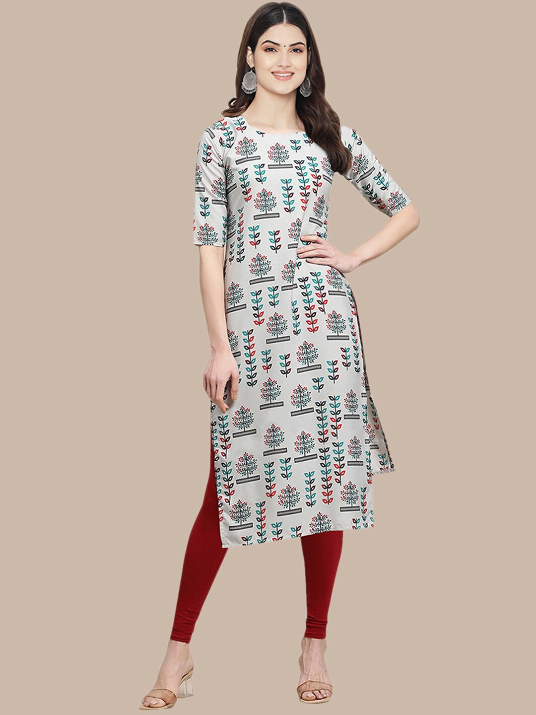 

Ethnic basket Women Pack of 5 Ethnic Motifs Printed Crepe Kurta, Black