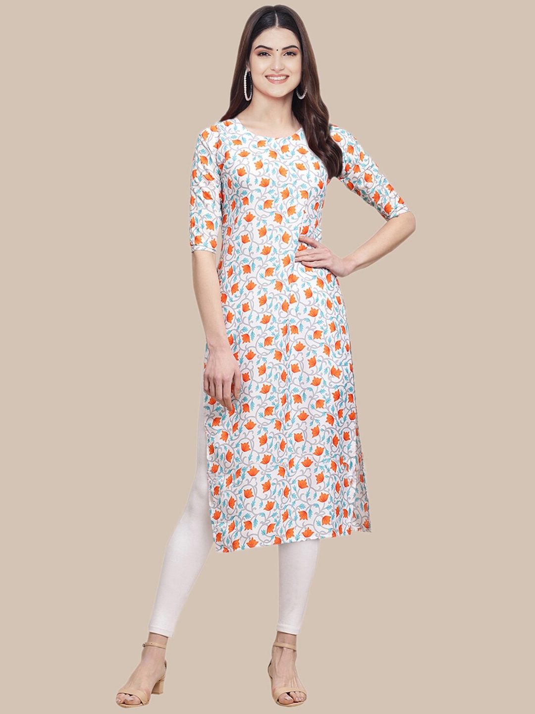 

Ethnic basket Women Pack of 5 Ethnic Motifs Printed Crepe Kurta, Black
