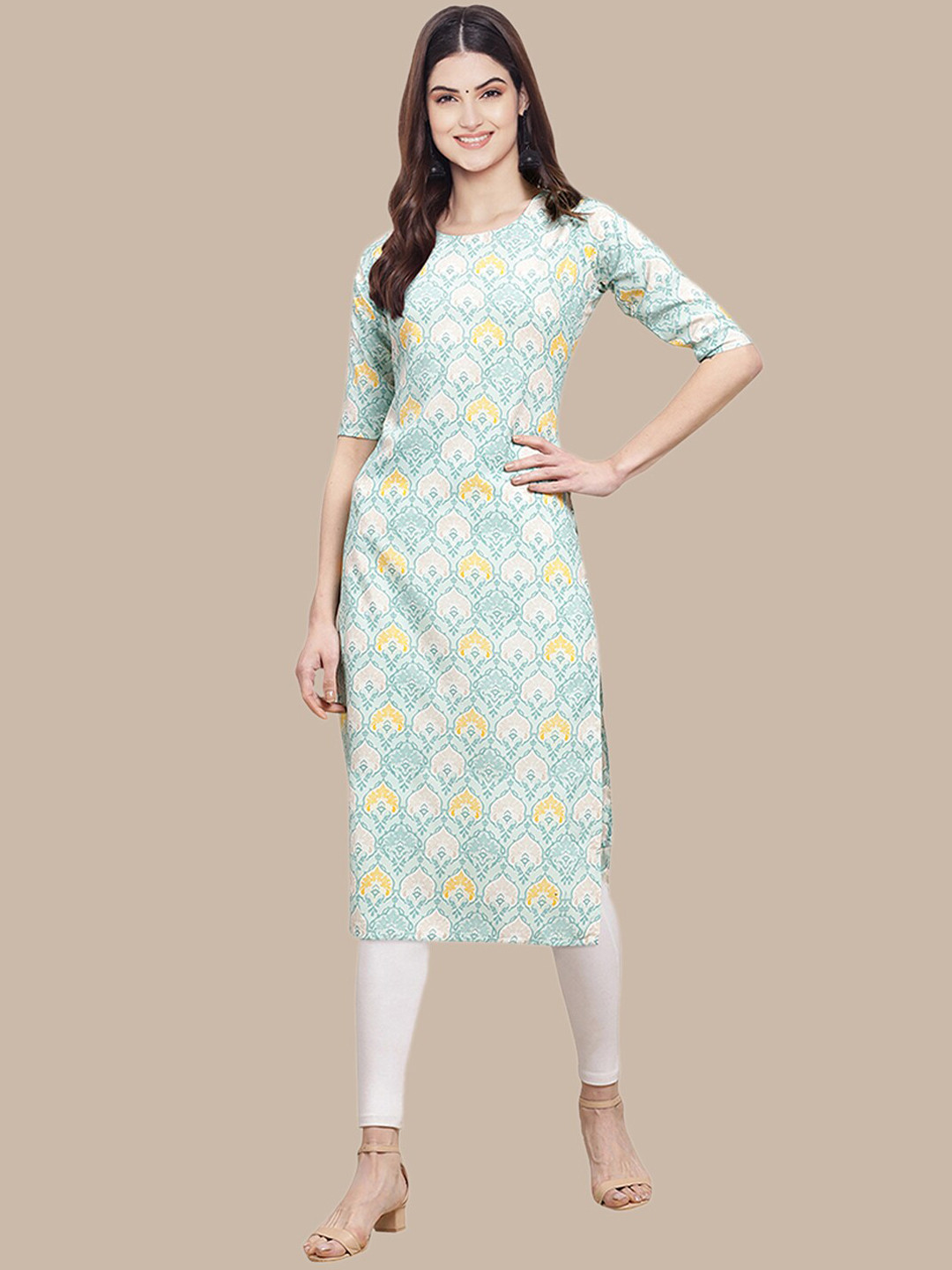 

Ethnic basket Women Pack of 5 Ethnic Motifs Crepe Kurta, Black