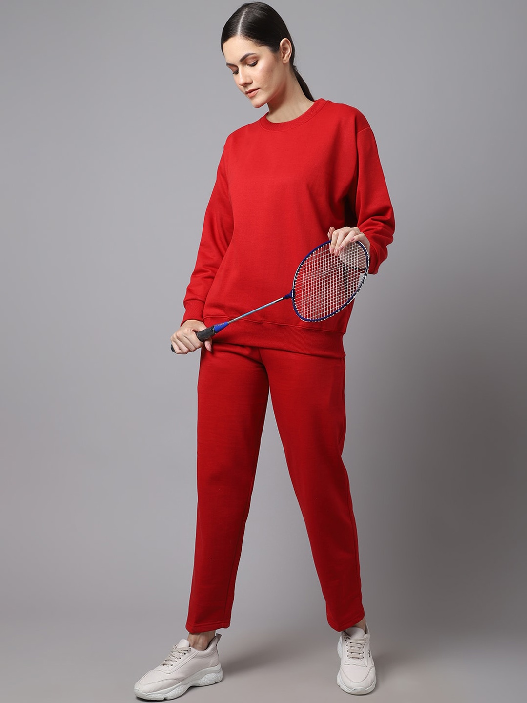 

VIMAL JONNEY Women Solid Tracksuit, Maroon
