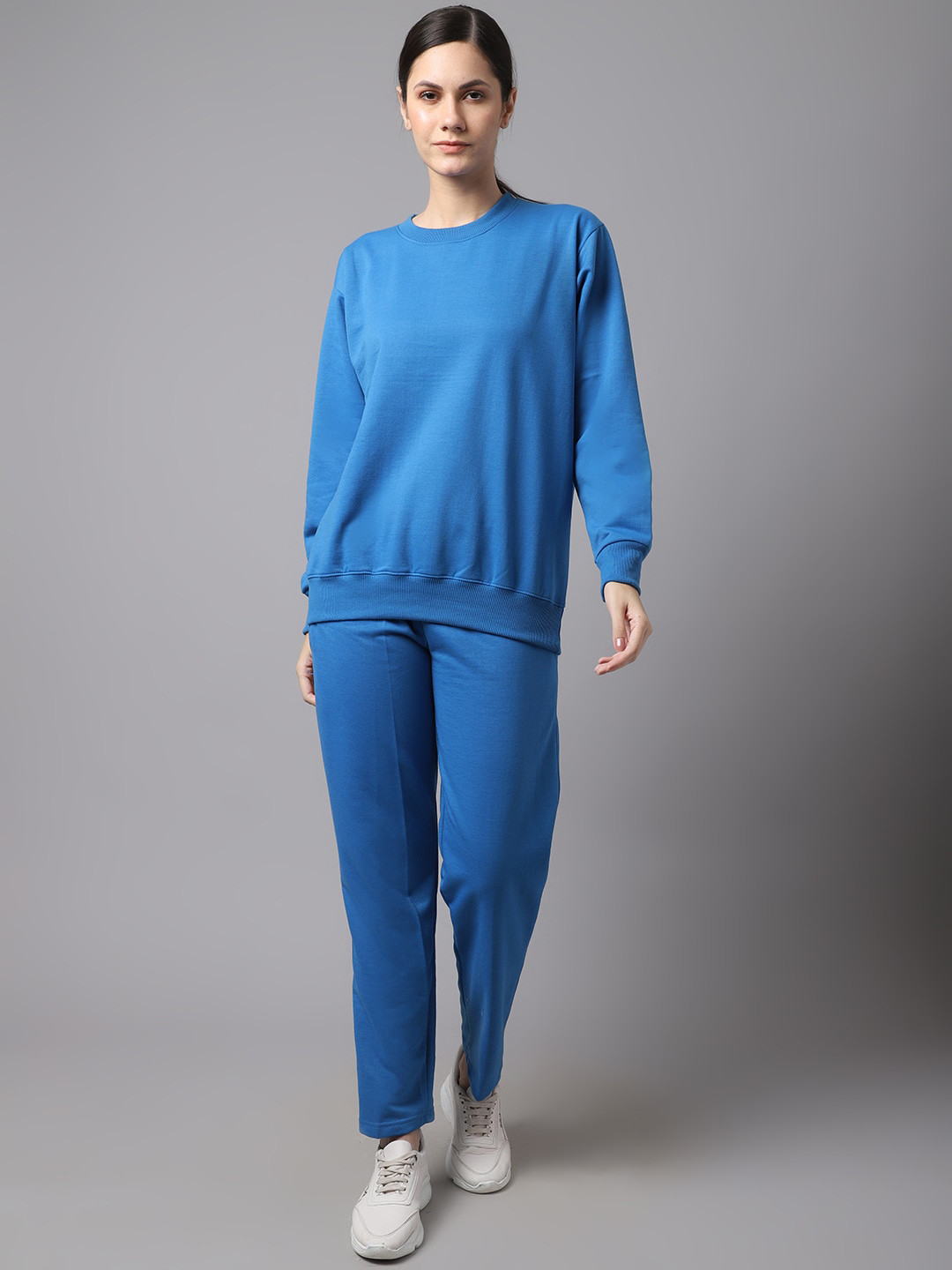 

MACK JONNEY Women Blue Solid Pure Cotton Tracksuit