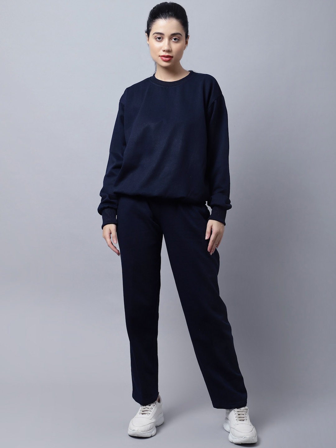 

VIMAL JONNEY Women Solid Tracksuit, Navy blue