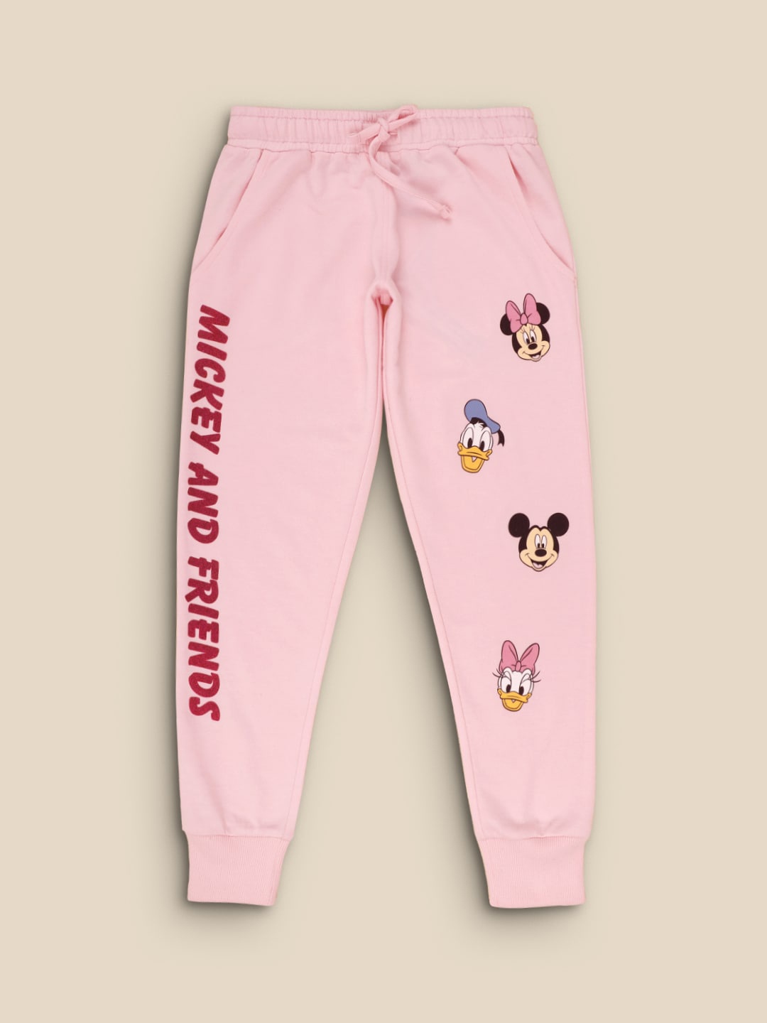 

Kids Ville Girls Printed Mickey & Friend Z Pure Cotton Joggers, Pink